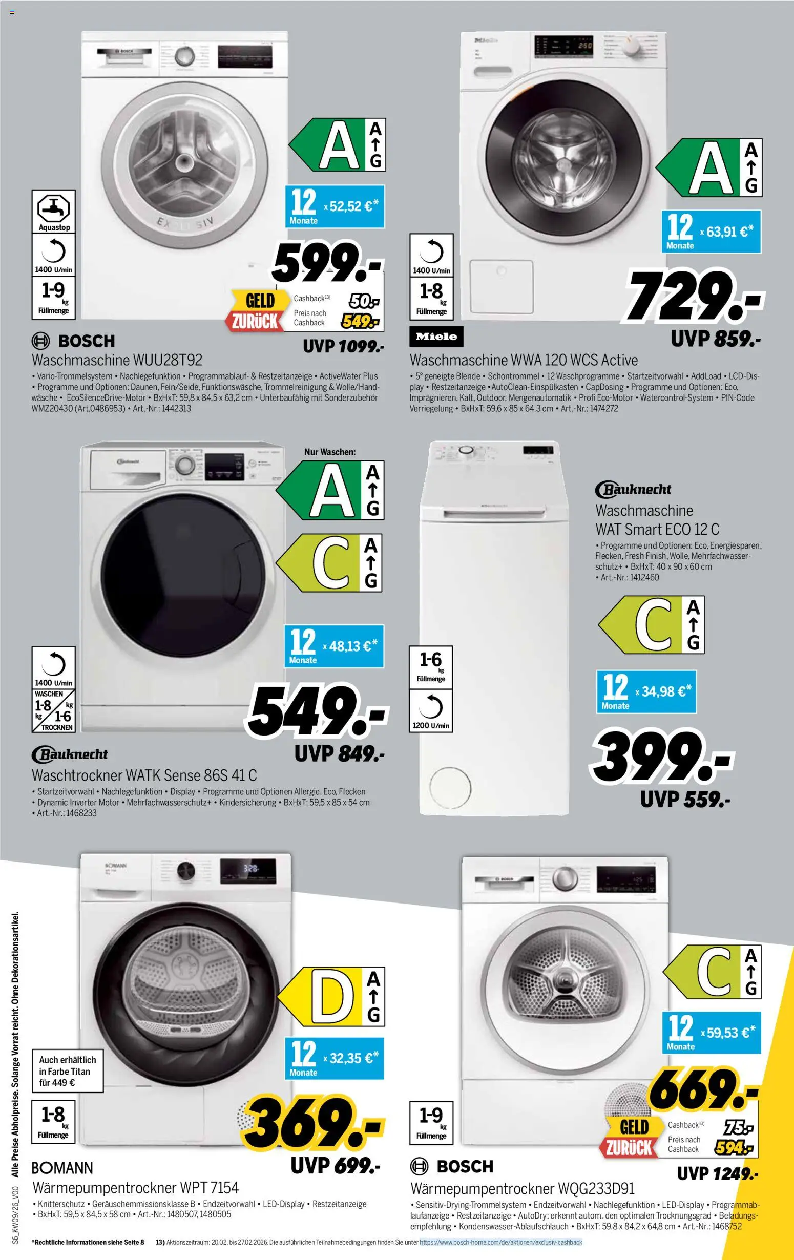 Medimax Prospekt 	 – gültig ab 20.02.2026 | Seite: 6 | Produkte: Miele, Bosch, Waschmaschine, Waschtrockner