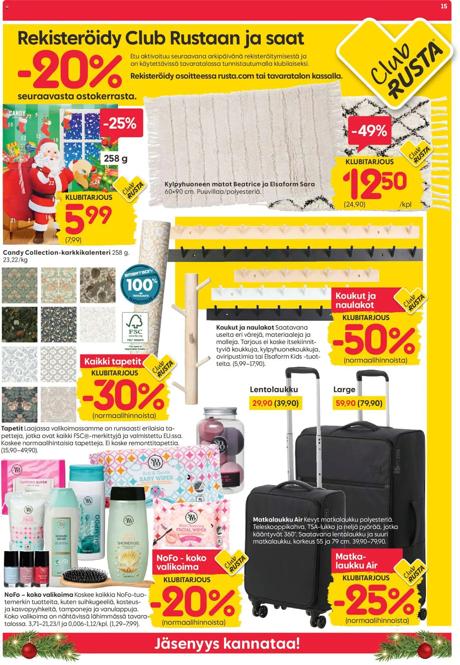 Rusta tarjoukset – voimassa 10.11.2025 alkaen | Sivu: 15 | Tuotteet: Laukku, Matot, Shampoo, Matkalaukku