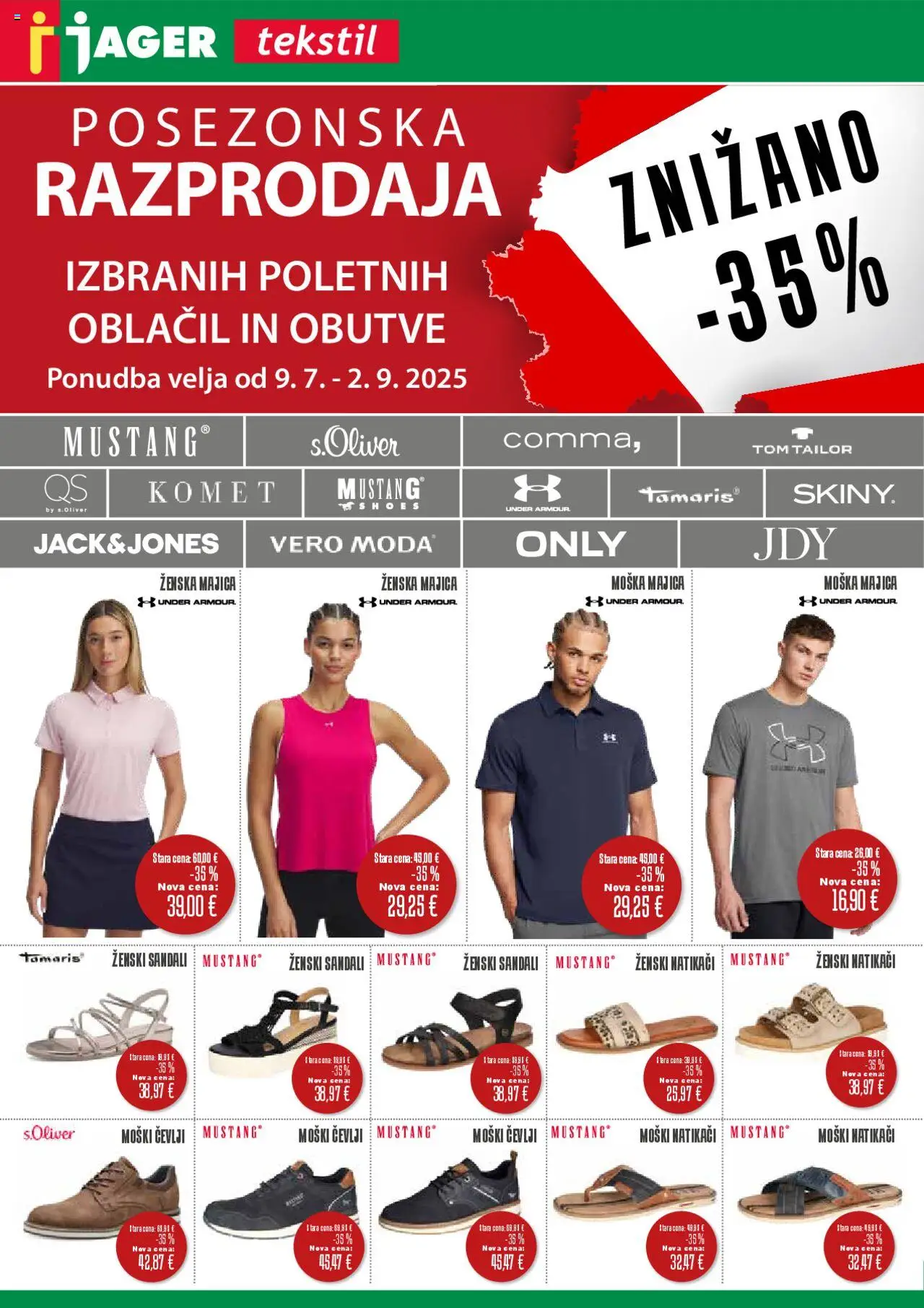 Jager katalog tekstil │ velja od 30.07.2025 | Stran: 1 | Izdelki: Majica, Cevlji, Sandali, Natikaci