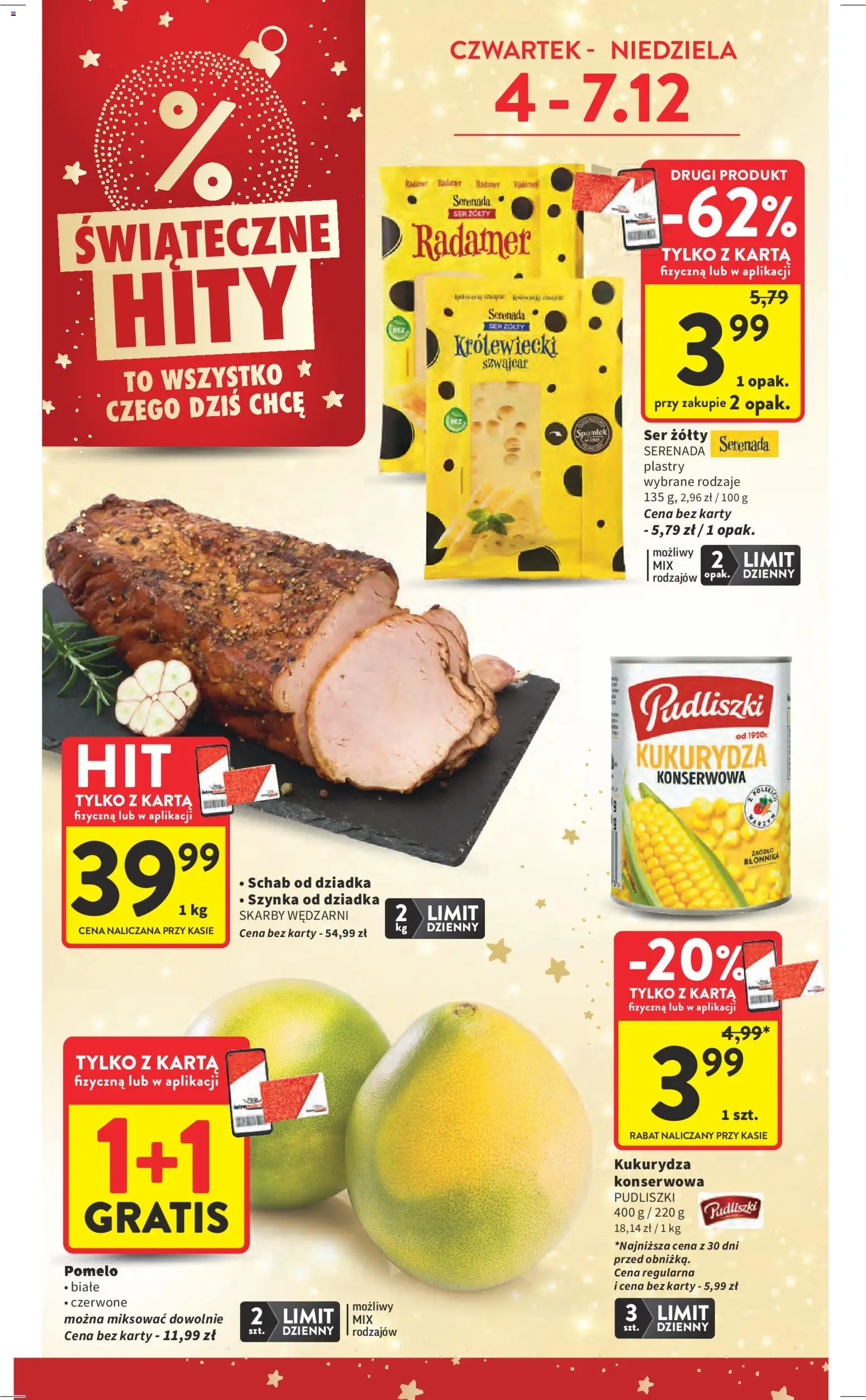 Intermarche Gazetka od 04.12.2025 | Strona: 8 | Produkty: Ser żółty, Pomelo, Szynka, Ser