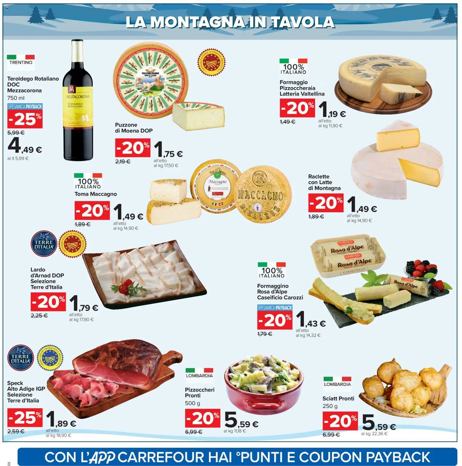 Volantino Carrefour del 17.02.2026 | Pagina: 8 | Prodotti: Speck, Latte, Formaggio