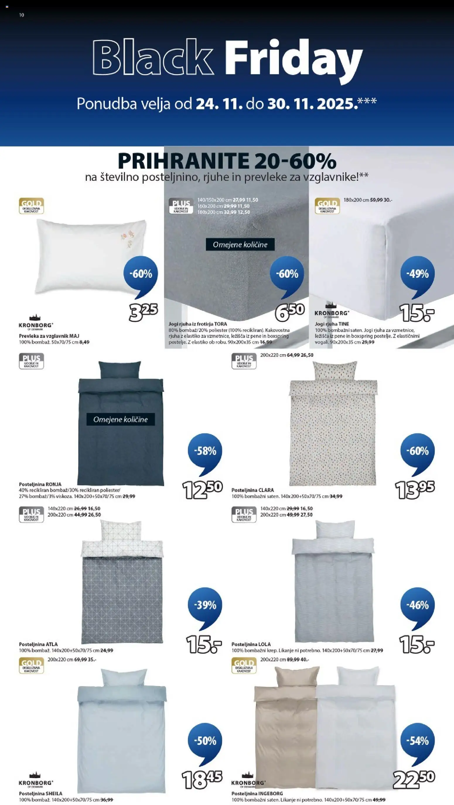 Novi JYSK katalog ponudbe – veljaven od 24.11.2025 | Stran: 10 | Izdelki: Vzglavnik, Prevleka, Rjuha, Jogi