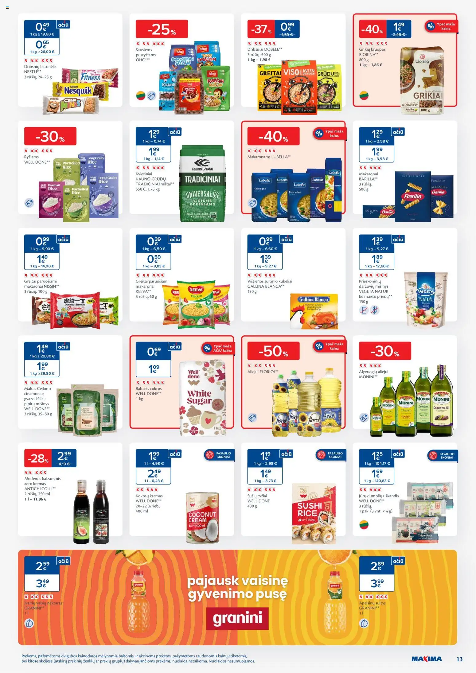 MAXIMA akcijos nuo 29.12.2025 | Puslapis: 13 | Prekių: Kruopos, Kremas, Miltai, Greitai paruošiami makaronai