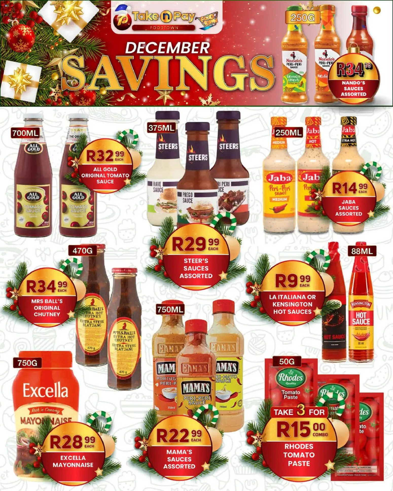 New Take n Pay catalogue – valid from 08.12.2025 | Page: 3 | Products: Chutney, Tomato sauce, Mayonnaise, Sauce