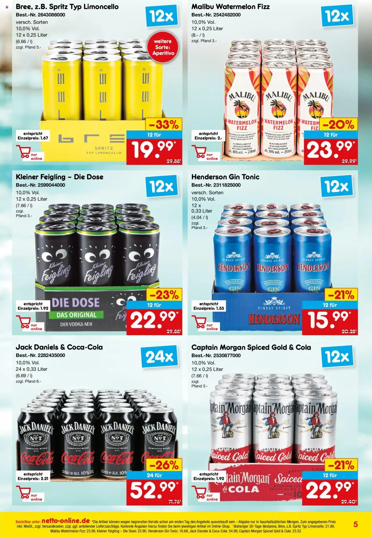 Netto Marken-Discount - Online-Angebote August - gültig ab dem 01.08.2025 | Seite: 5 | Produkte: Rum, Jack Daniel's, Limoncello, Captain morgan