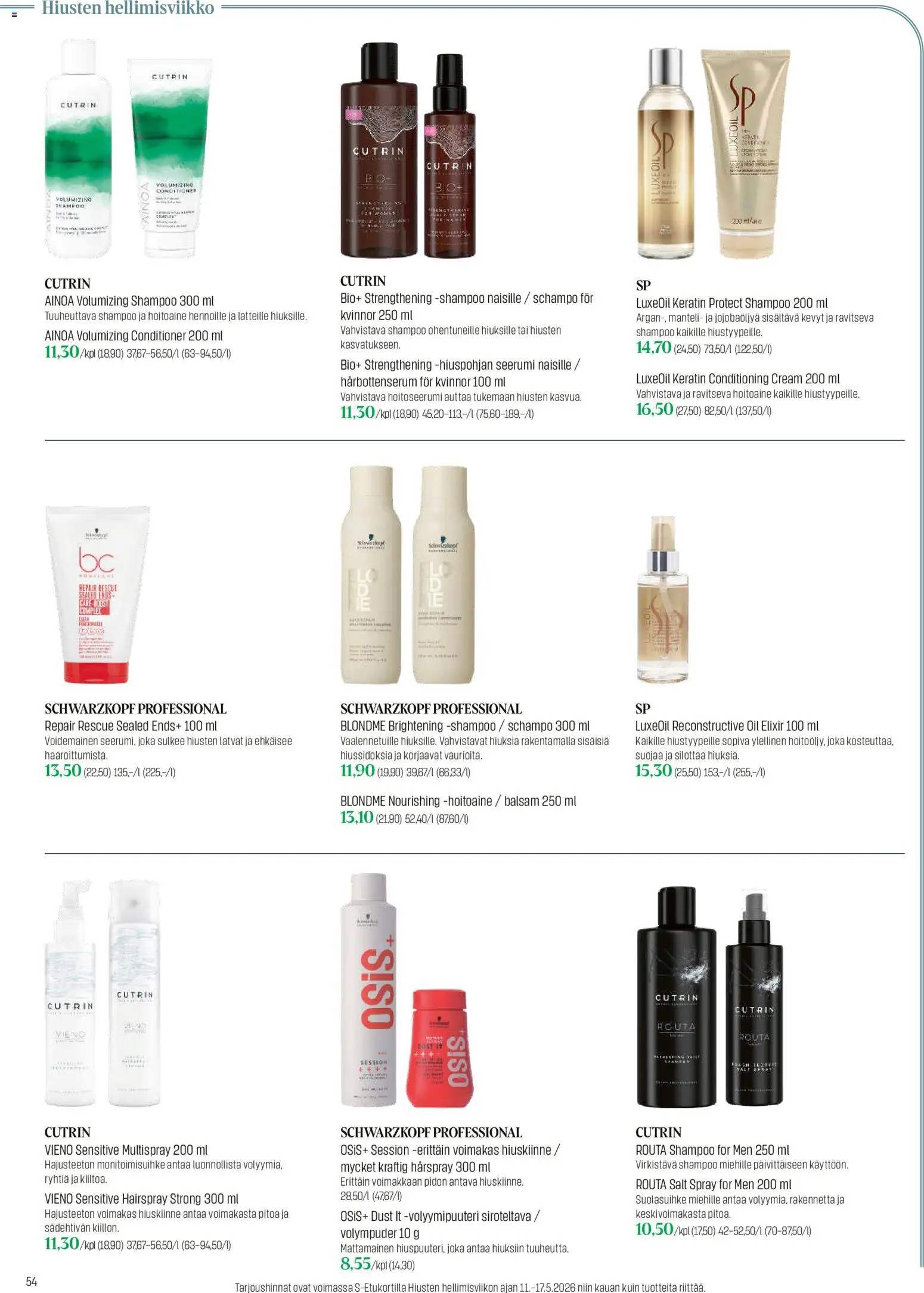Sokos tarjoukset – voimassa 20.04.2026 alkaen | Sivu: 54 | Tuotteet: Shampoo, Hoitoaine, Seerumi