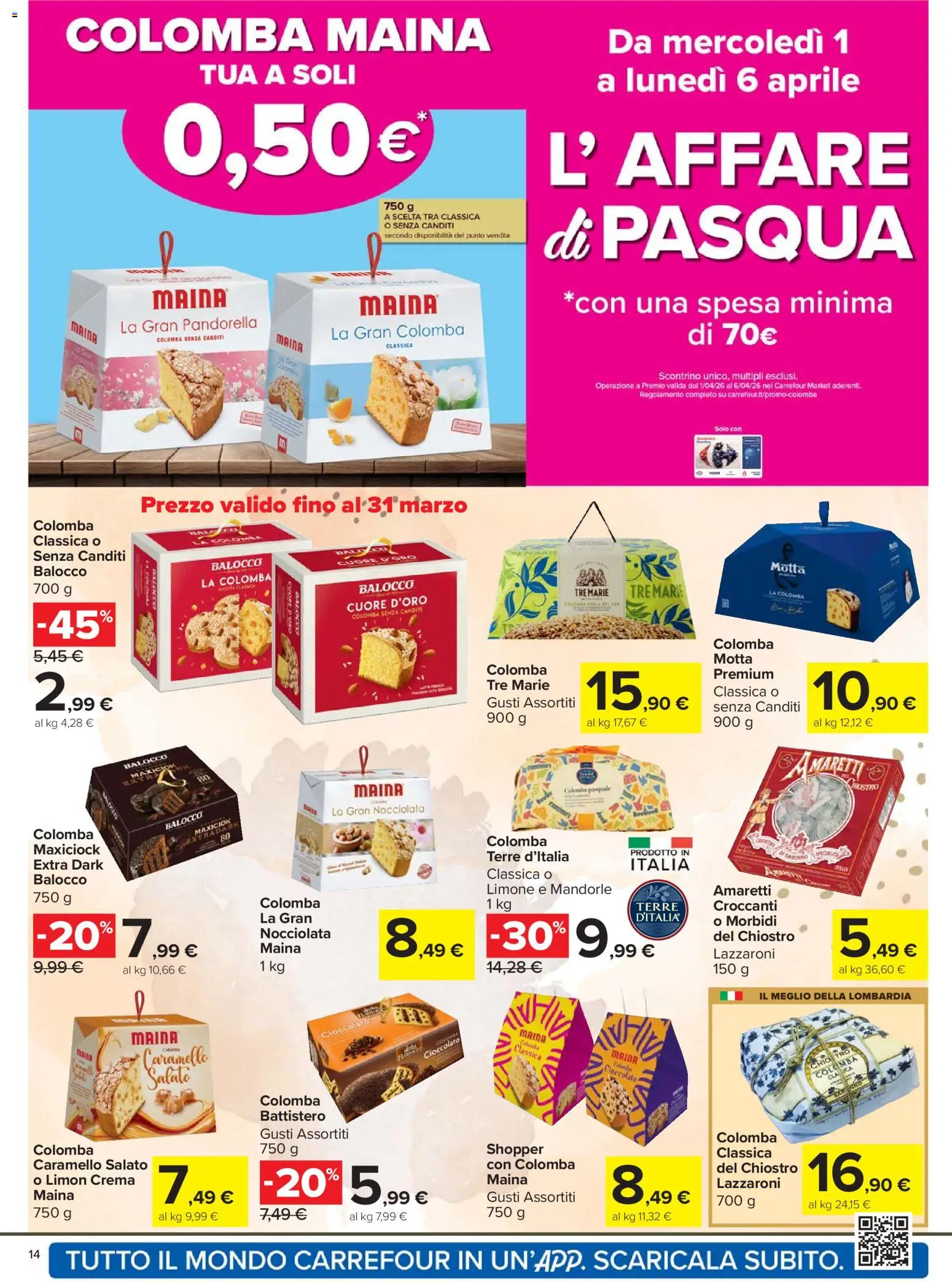 Volantino Carrefour del 24.03.2026 | Pagina: 14 | Prodotti: Crema, Cioccolato, Limone, Mandorle