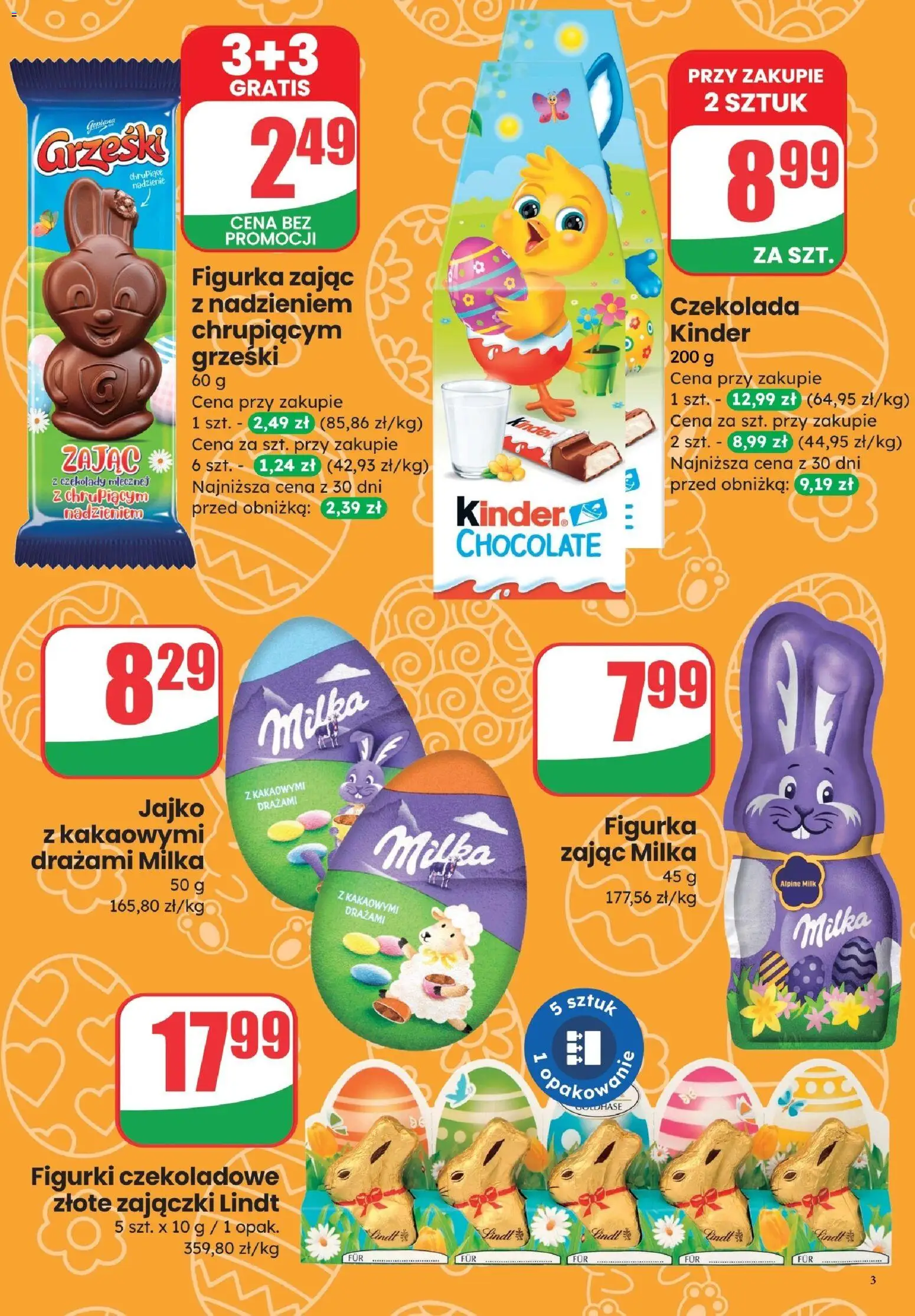 Dino gazetka - Słodka Wielkanoc od 02.04.2026 | Strona: 3 | Produkty: Czekolady, Figurki, Milka, Czekolada