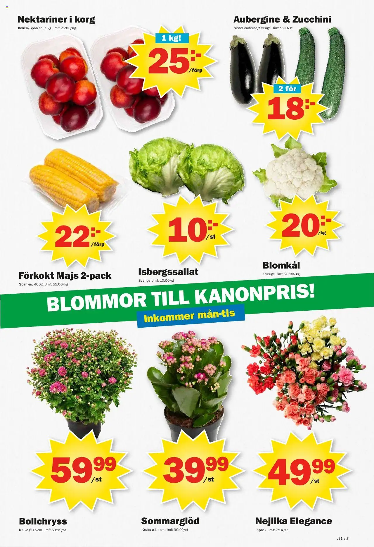 Pekås reklamblad aktuell från 28.07.2025 | Sida: 7 | Produkter: Kruka, Korg, Zucchini, Majs