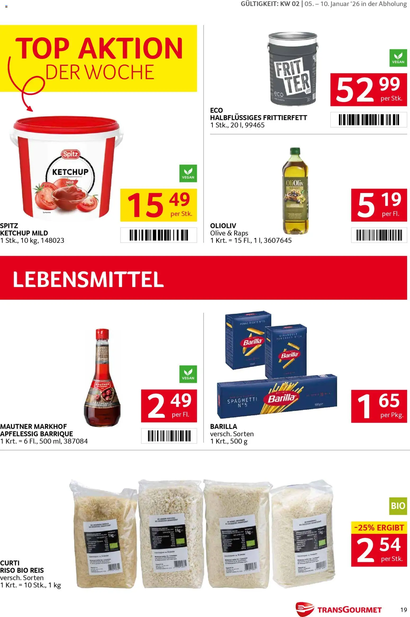 Transgourmet Flugblatt gültig ab 05.01.2026 | Seite: 18 | Produkte: Ketchup, Libacomb, Hajdina liszt, Reis