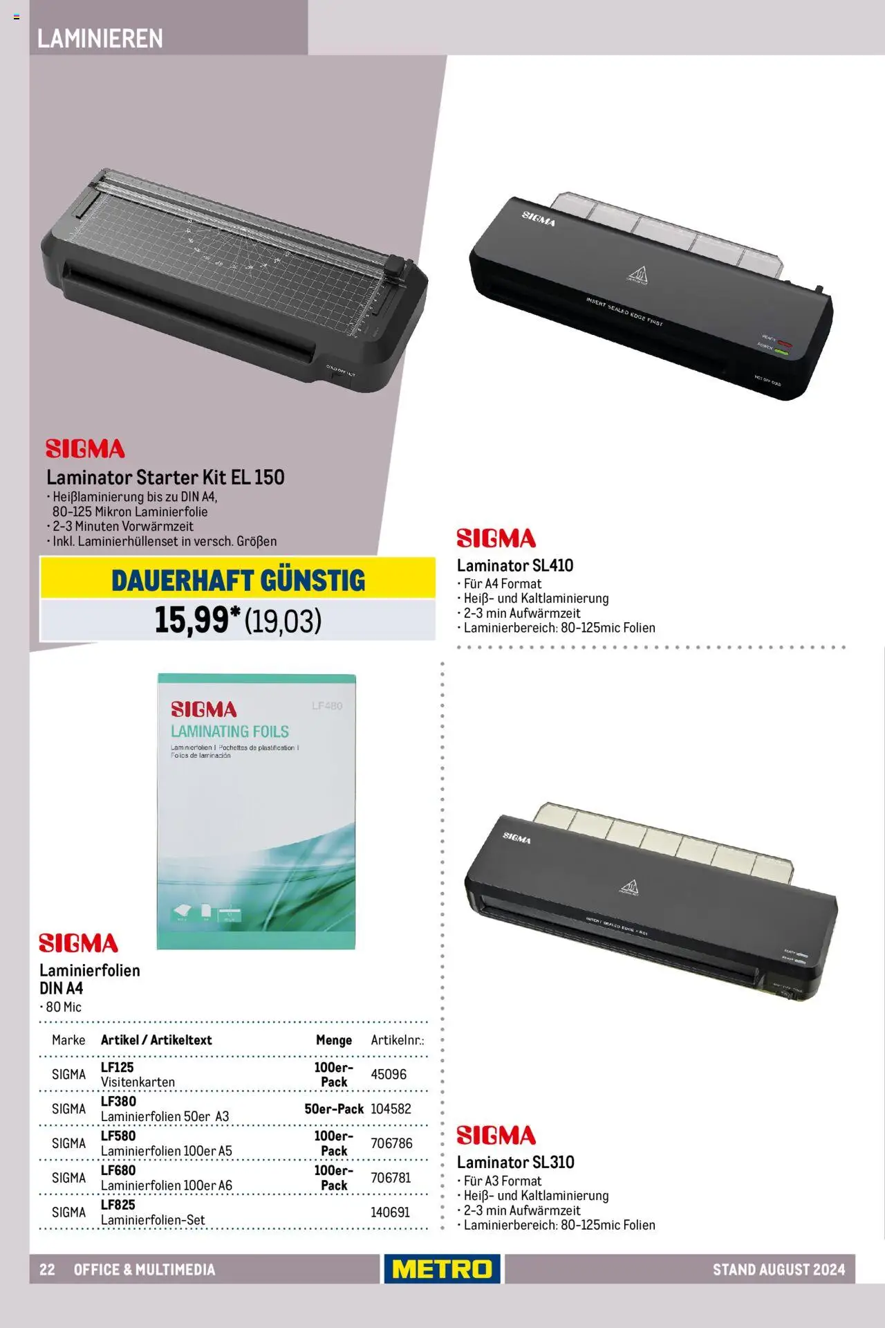 Metro Office & Multimedia - gültig ab dem 23.08.2025 | Seite: 22 | Produkte: Laminator