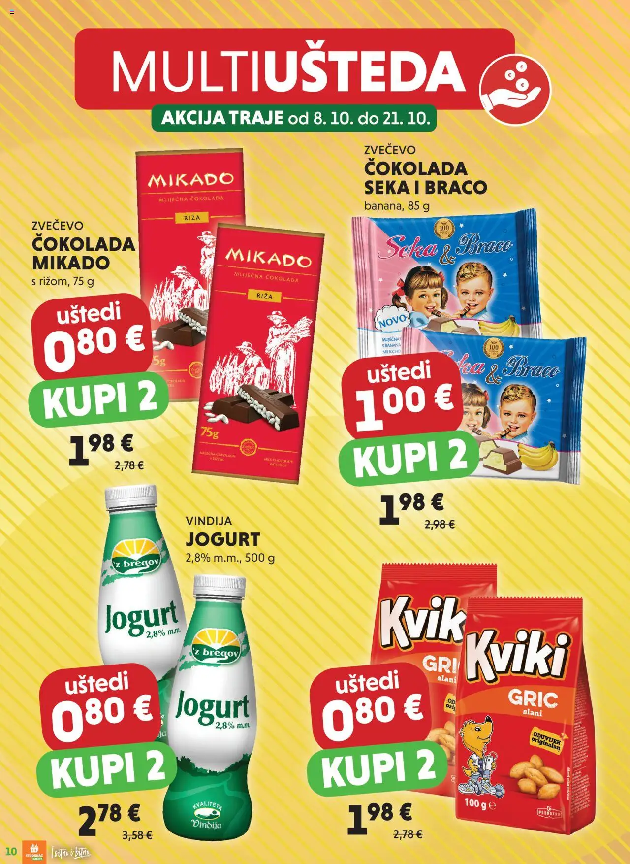 Studenac katalog | vrijedi od 08.10.2025 | Stranica: 10 | Proizvodi: Vindija, Jogurt, Čokolada, Podravka