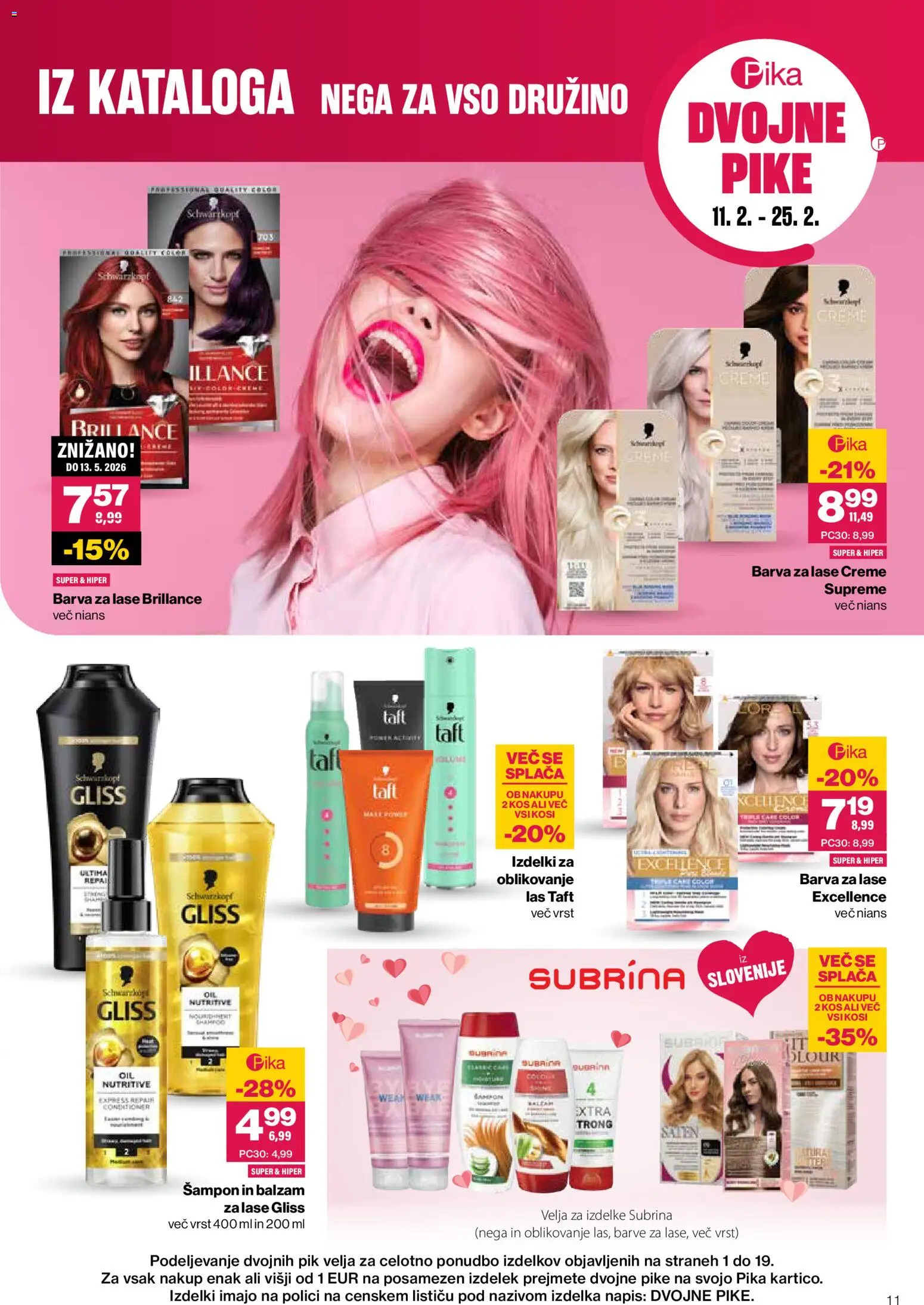 Novi Mercator katalog ponudbe – veljaven od 11.02.2026 | Stran: 11 | Izdelki: Kos, Sampon, Barva za lase, Barva