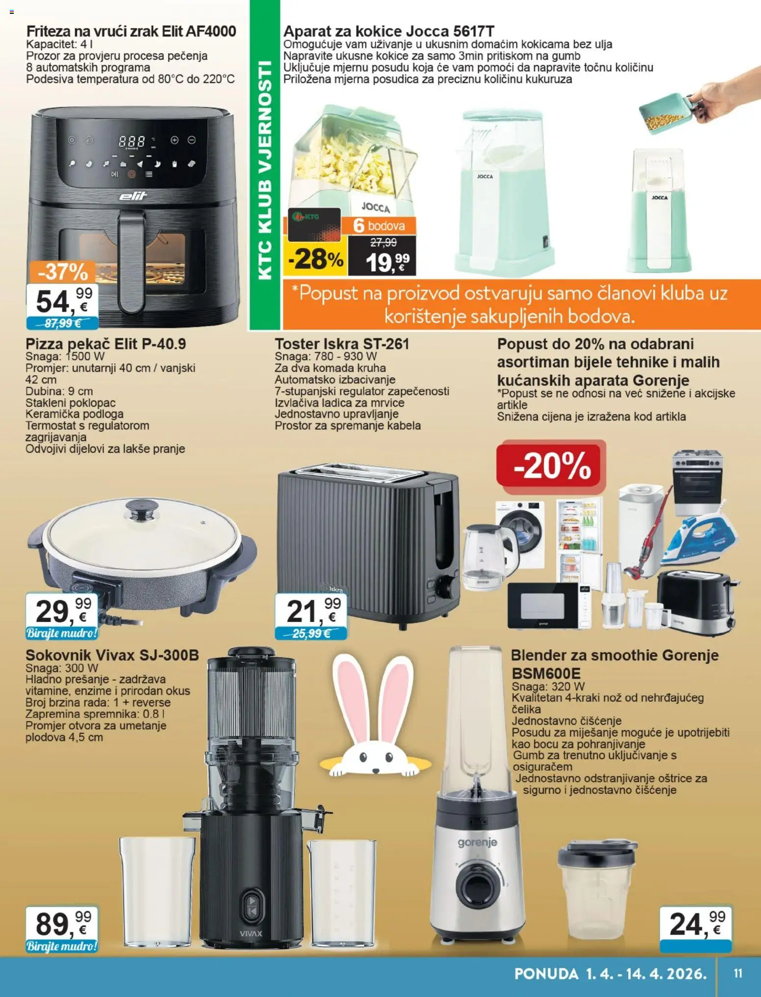 KTC katalog | vrijedi od 01.04.2026 | Stranica: 11 | Proizvodi: Pizza, Kokice, Smoothie, Blender