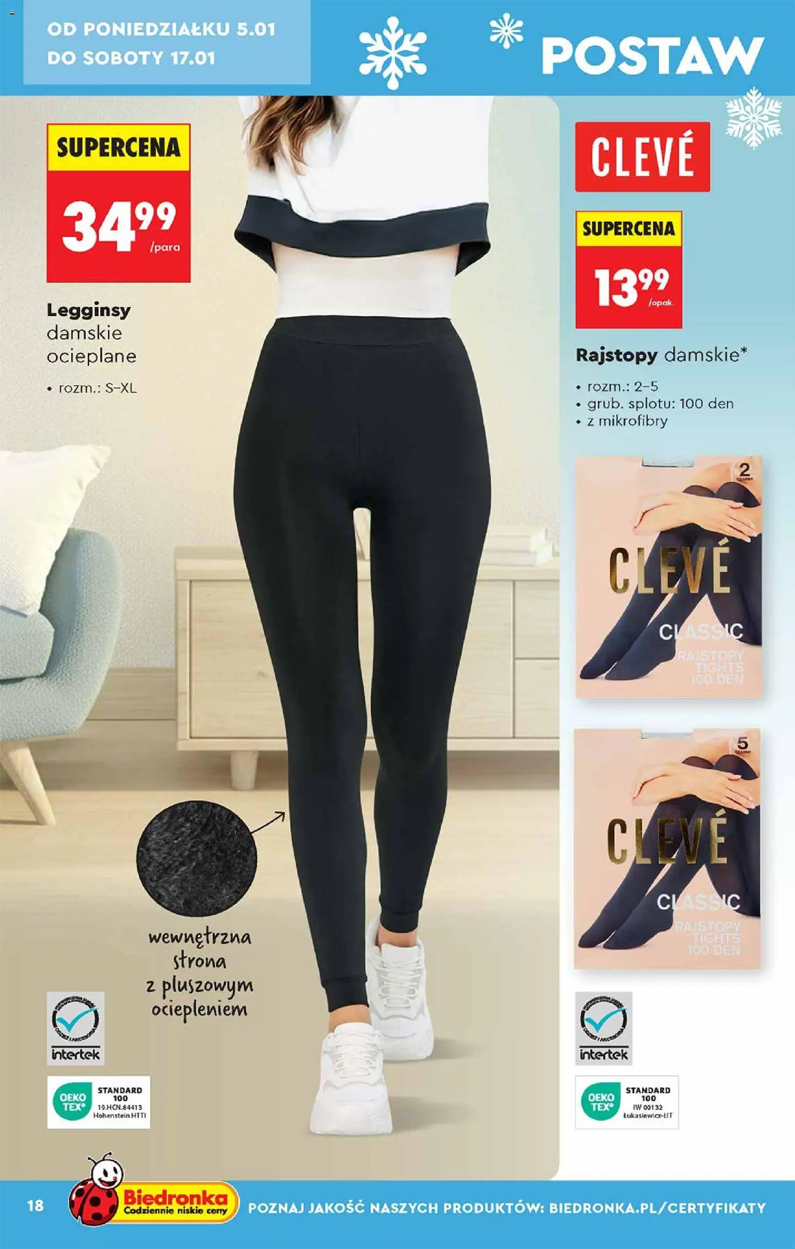 Biedronka gazetka - Hity i inspiracje od 05.01.2026 | Strona: 18 | Produkty: Legginsy, Rajstopy, Legginsy damskie