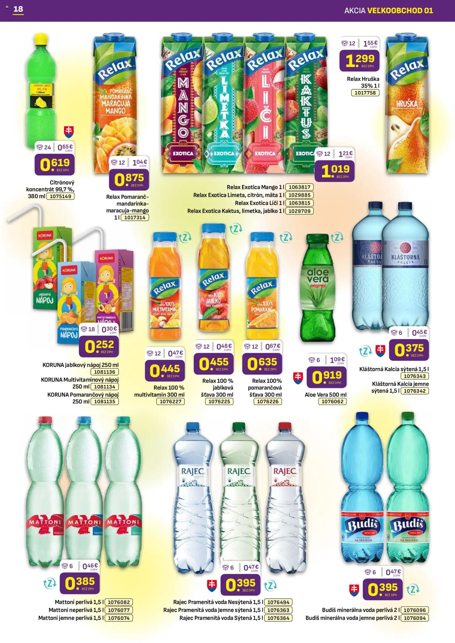 Nové Libex akcie – leták je platný od 05.01.2026 | Strana: 18 | Produkty: Rajec, Budiš, Mattoni, Mango