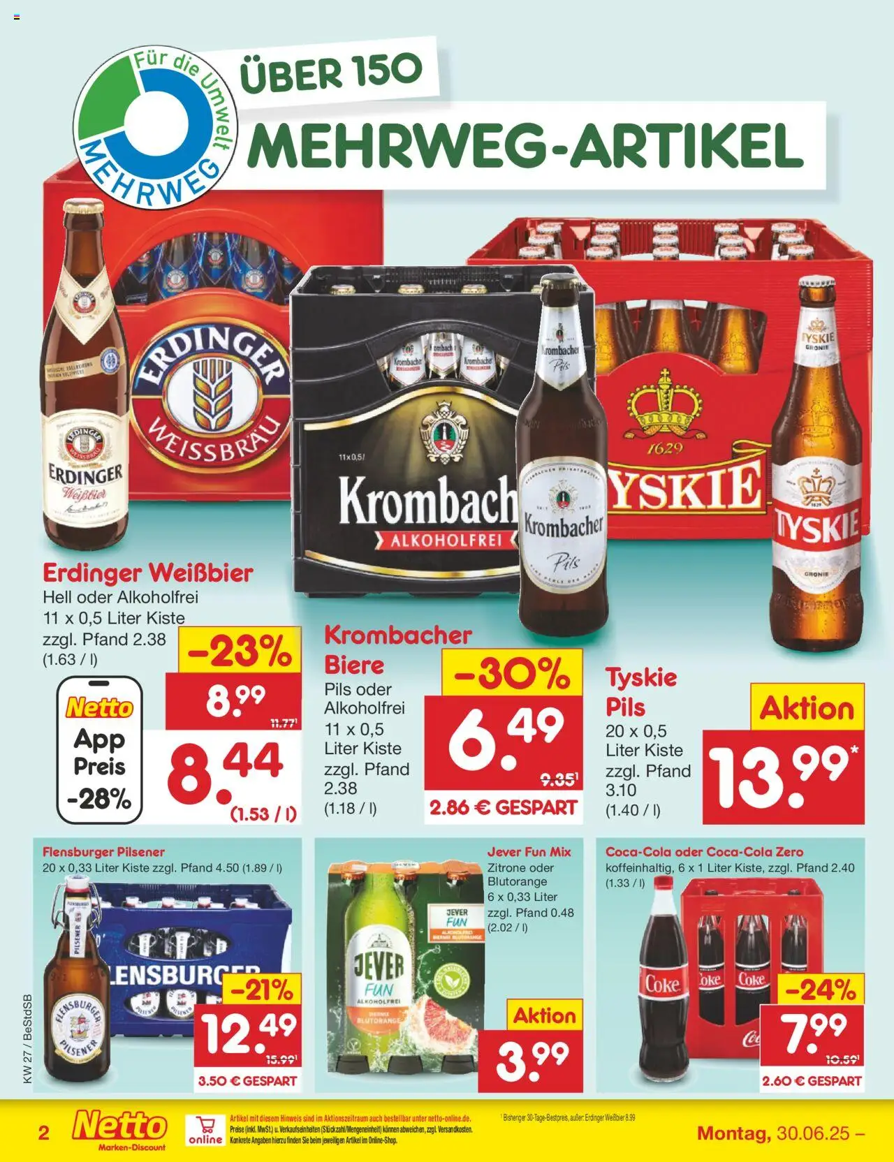 Netto Marken-Discount Prospekt 	 - gültig ab dem 30.06.2025 | Seite: 60 | Produkte: Erdinger, Weißbier, Flensburger, Krombacher