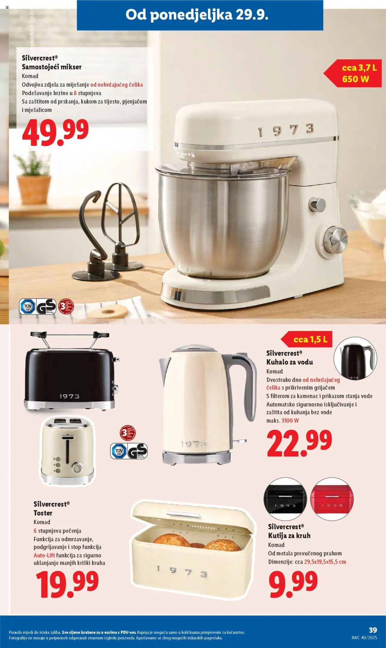 Lidl katalog | vrijedi od 29.09.2025 | Stranica: 39 | Proizvodi: Mikser, Toster, Kruh, Zdjela