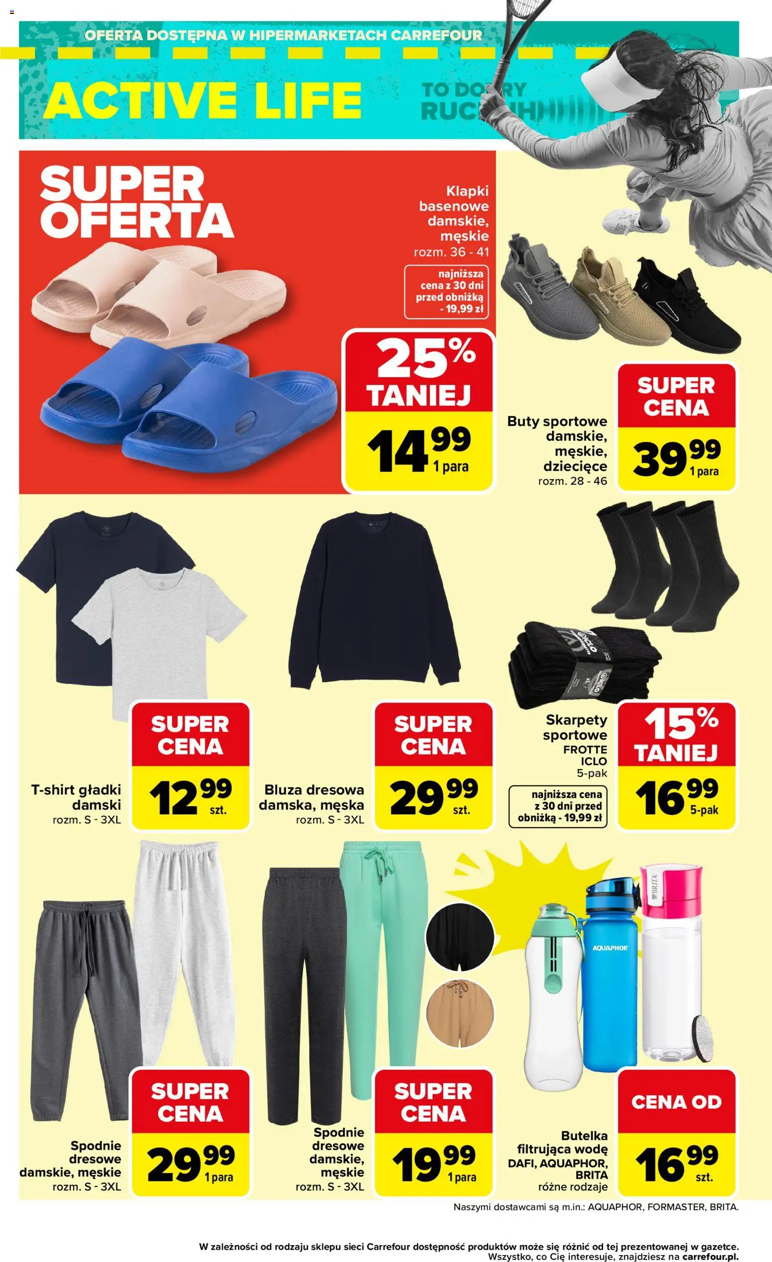 Carrefour gazetka - Active food to dobry ruch od 07.04.2026 | Strona: 10 | Produkty: Spodnie, Skarpety, Buty, Klapki