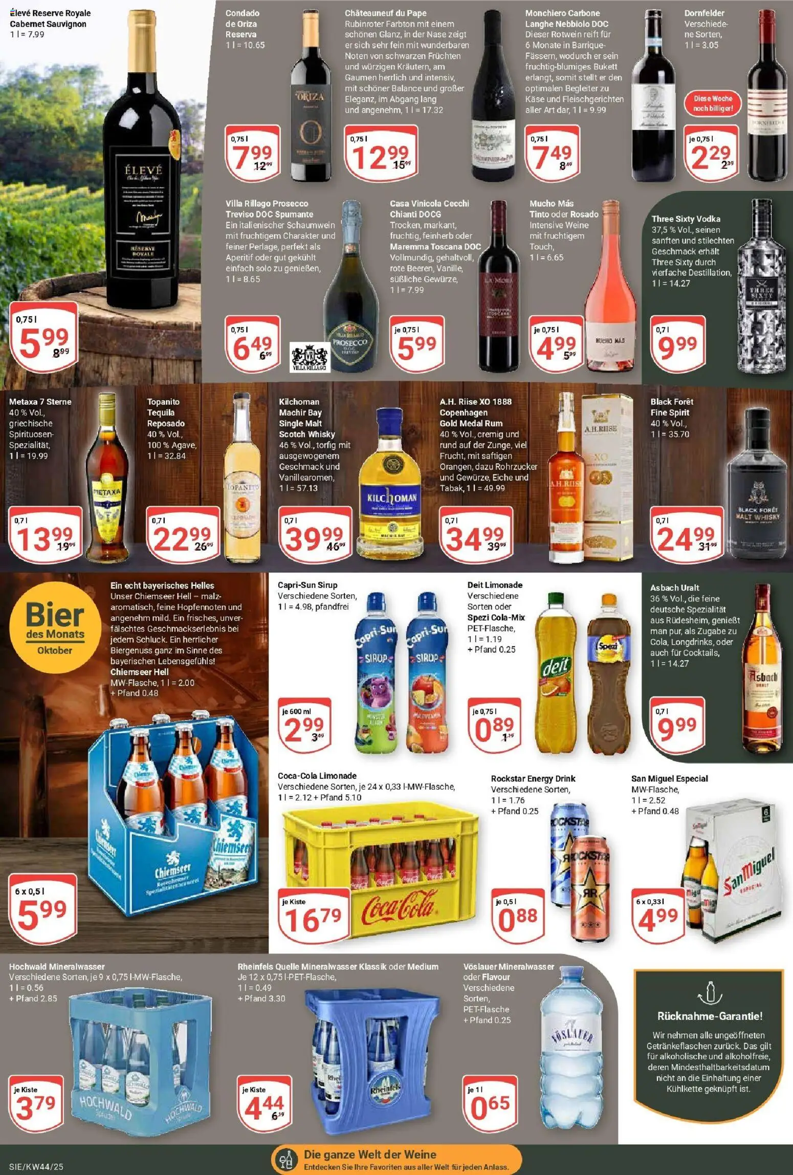 Globus prospekt Siegen	 – gültig ab 26.10.2025 | Seite: 25 | Produkte: Bier, Tequila, Asbach, Rheinfels quelle