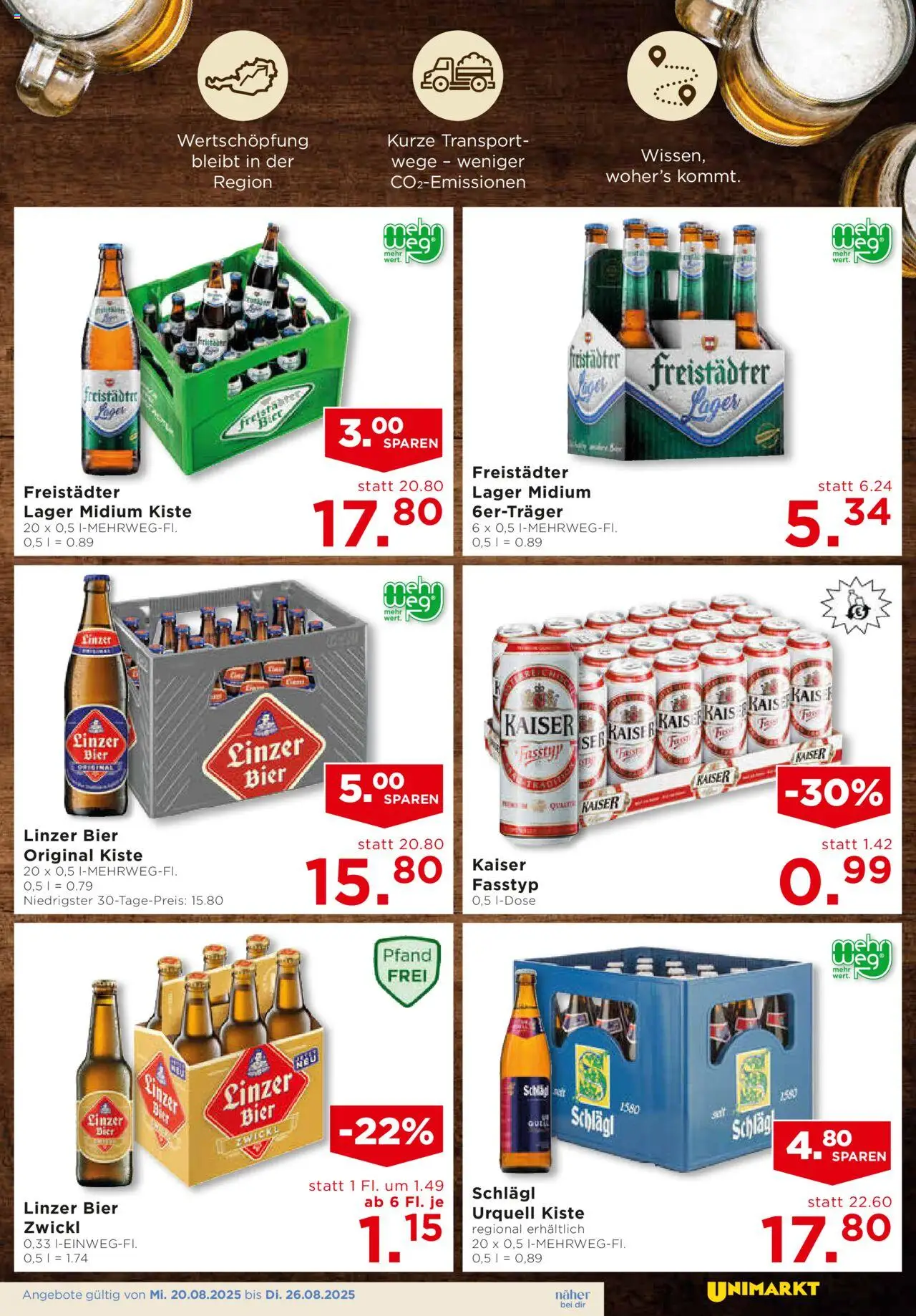 Unimarkt Mühlviertel gültig ab 20.08.2025 | Seite: 9 | Produkte: Bier