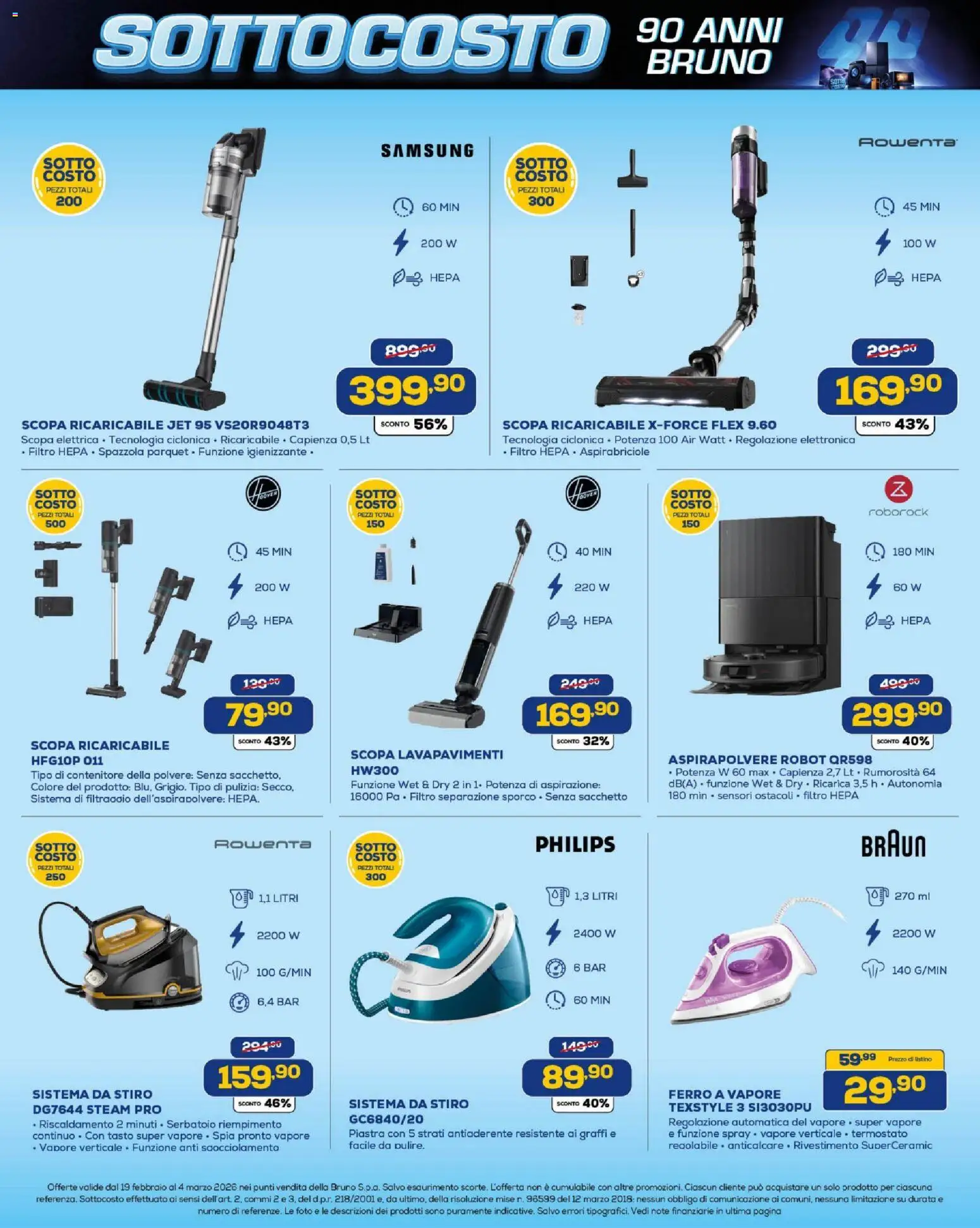 Volantino BRUNO del 19.02.2026 | Pagina: 27 | Prodotti: Scopa elettrica, Contenitore, Robot, Samsung