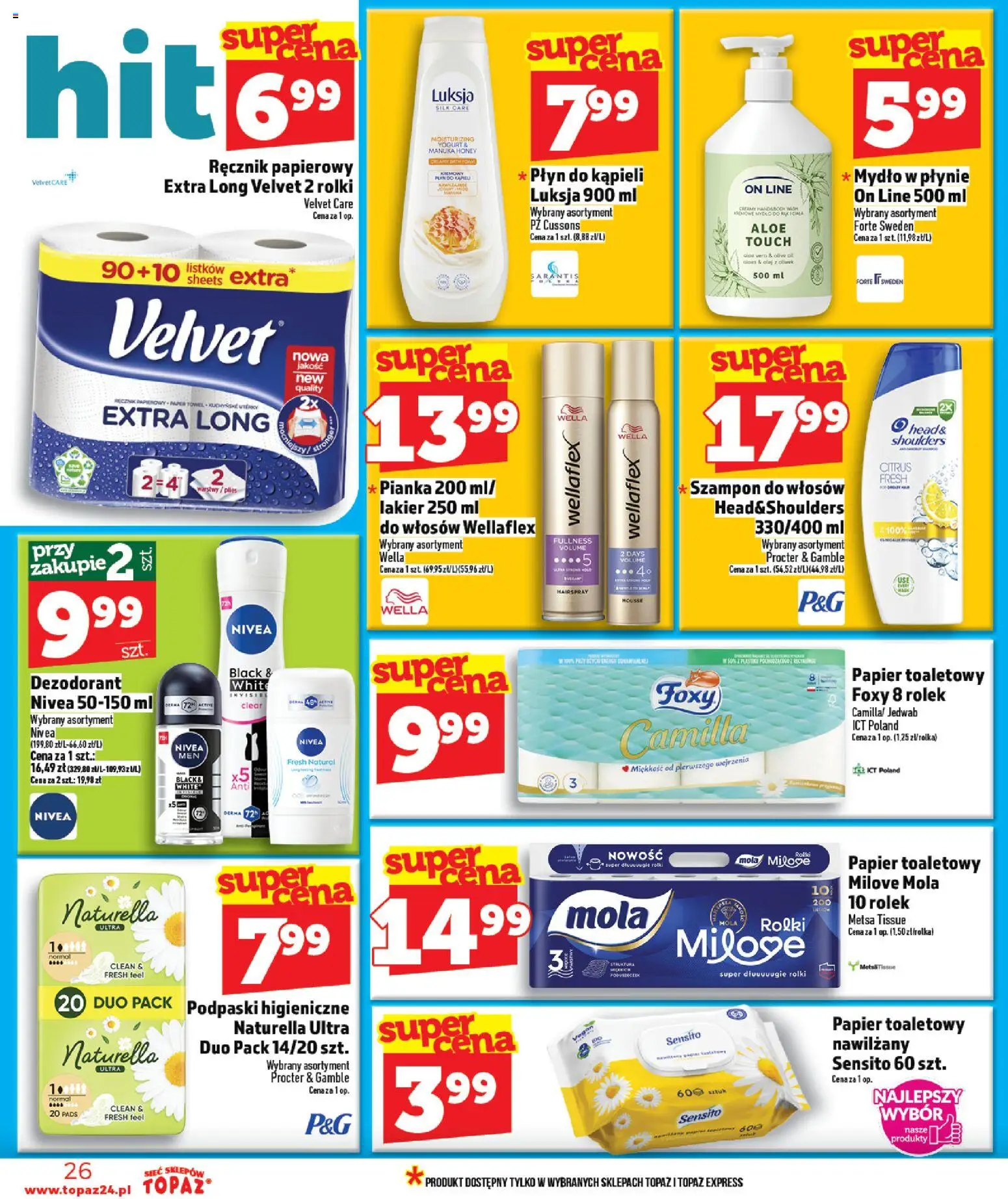 Topaz gazetka - Ceny małe na stałe od 05.03.2026 | Strona: 26 | Produkty: Papier toaletowy, Mydło w płynie, Dezodorant, Ręcznik papierowy