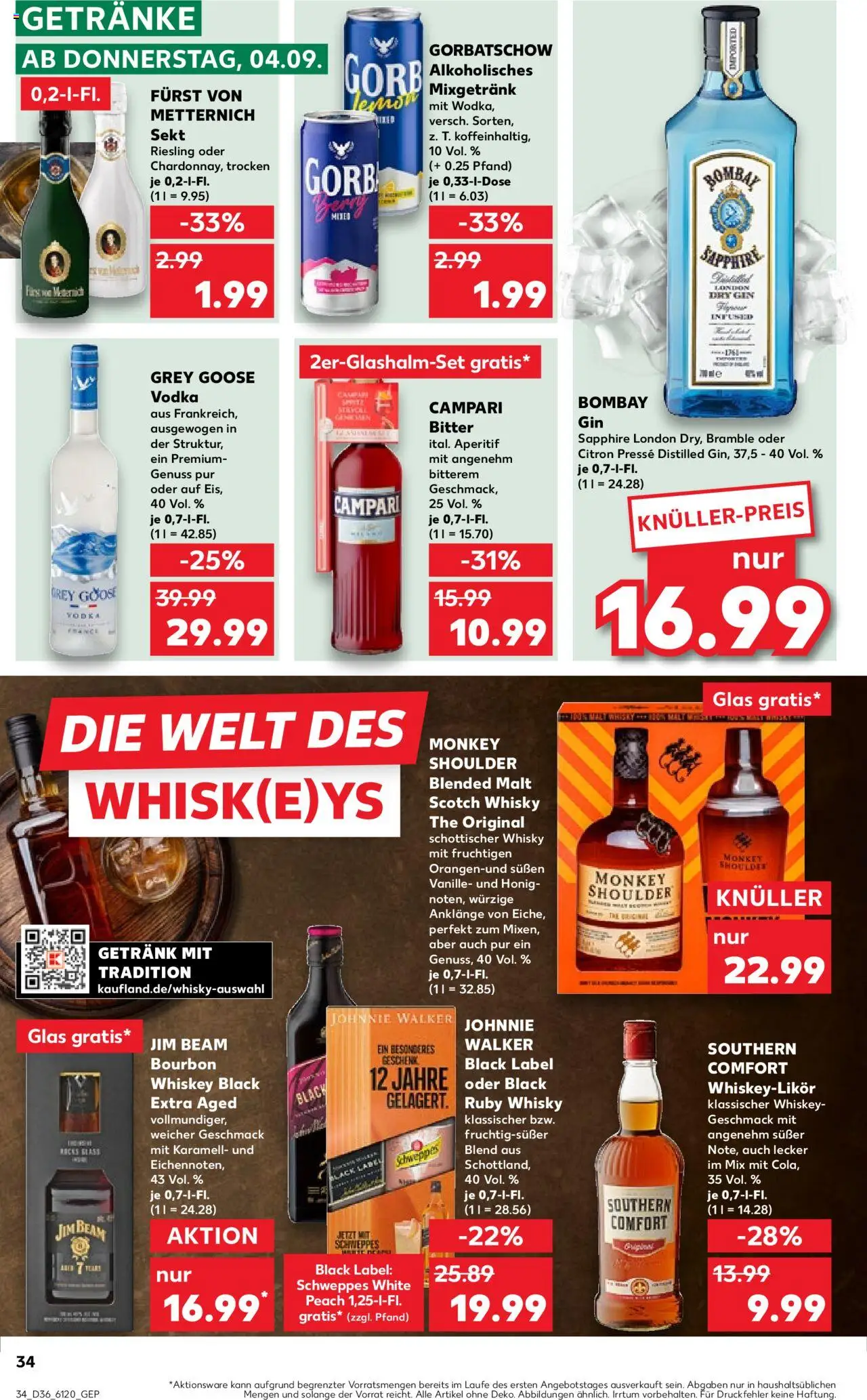 Kaufland prospekt Bremen	 - gültig ab dem 04.09.2025 | Seite: 34 | Produkte: Presse, Sekt, Schweppes, Johnnie walker