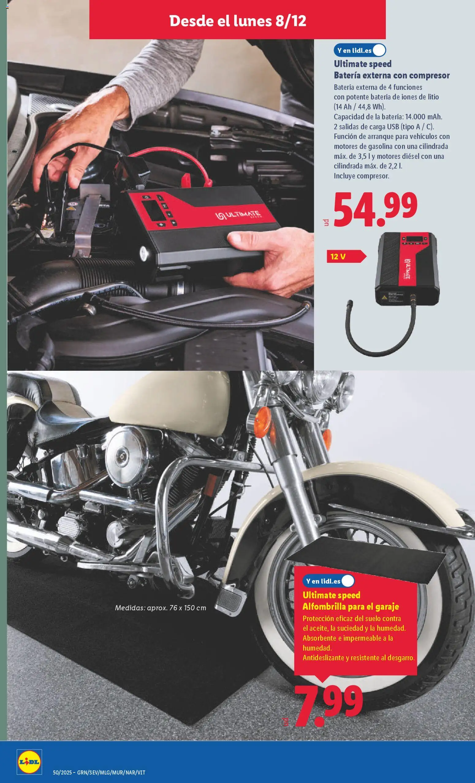 Lidl folleto de bazar │ válido desde el 08.12.2025 | Página: 8 | Productos: Alfombrilla, USB, Batería