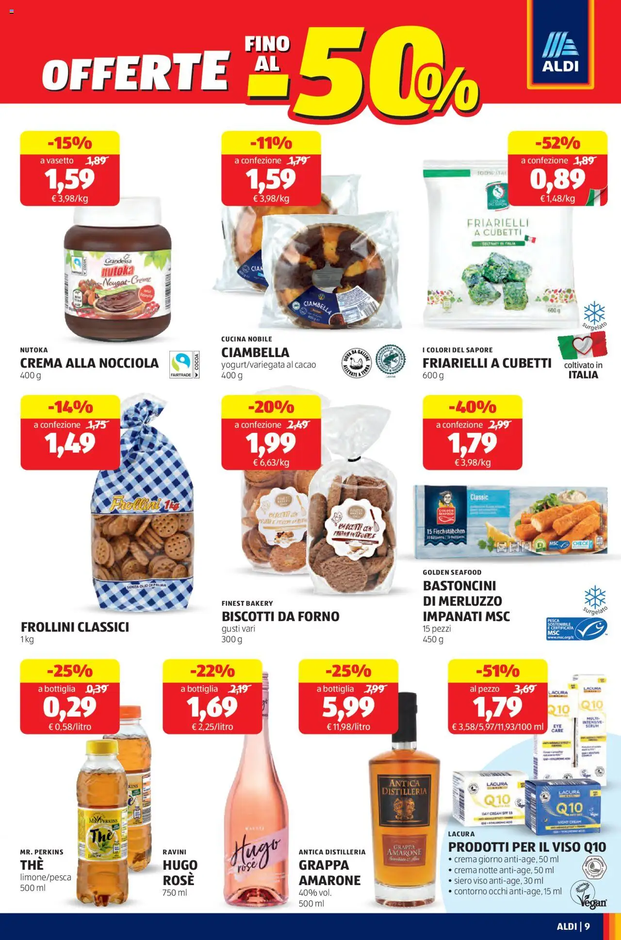 Volantino Aldi del 06.10.2025 | Pagina: 9 | Prodotti: Olio, Forno, Frollini, Grappa