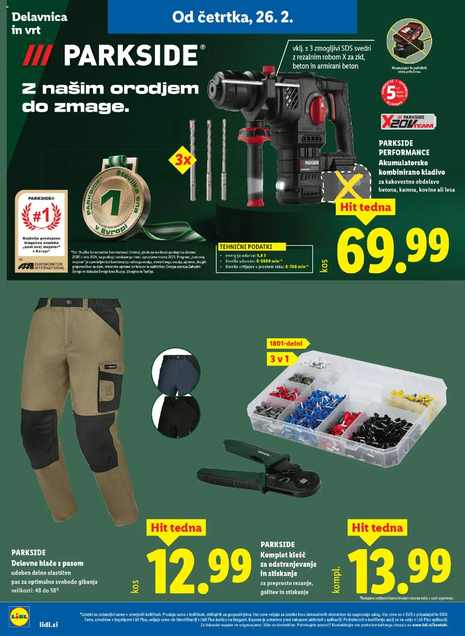 Novi Lidl katalog ponudbe – veljaven od 26.02.2026 | Stran: 24 | Izdelki: Akumulator, Hlace, Svedri, Kladivo