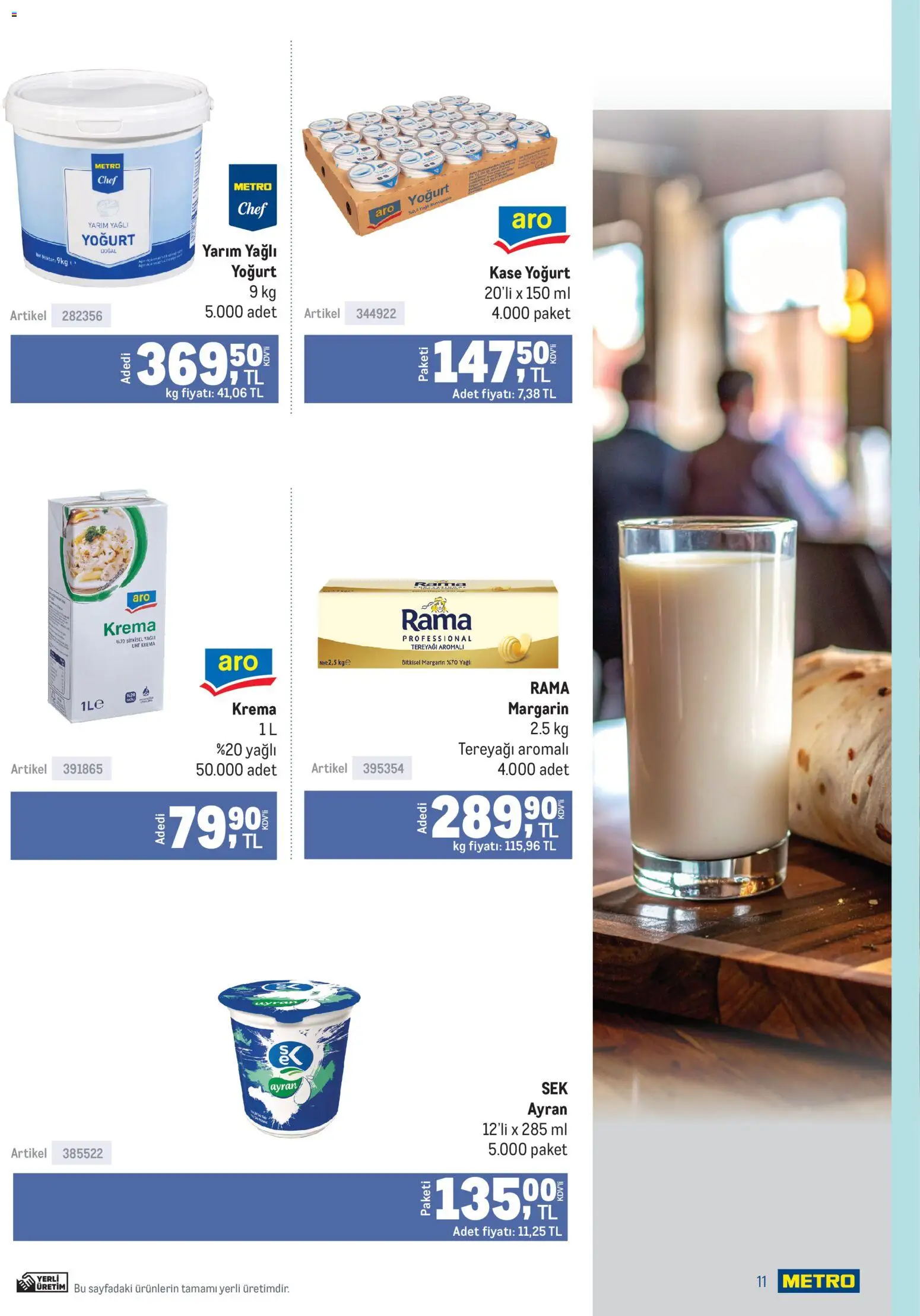 Metro - Lokantalar - 24.12.2025 tarihinden itibaren geçerlidir | Sayfa: 11 | Ürünler: Kaşe, Tereyağı, Yoğurt, Krema