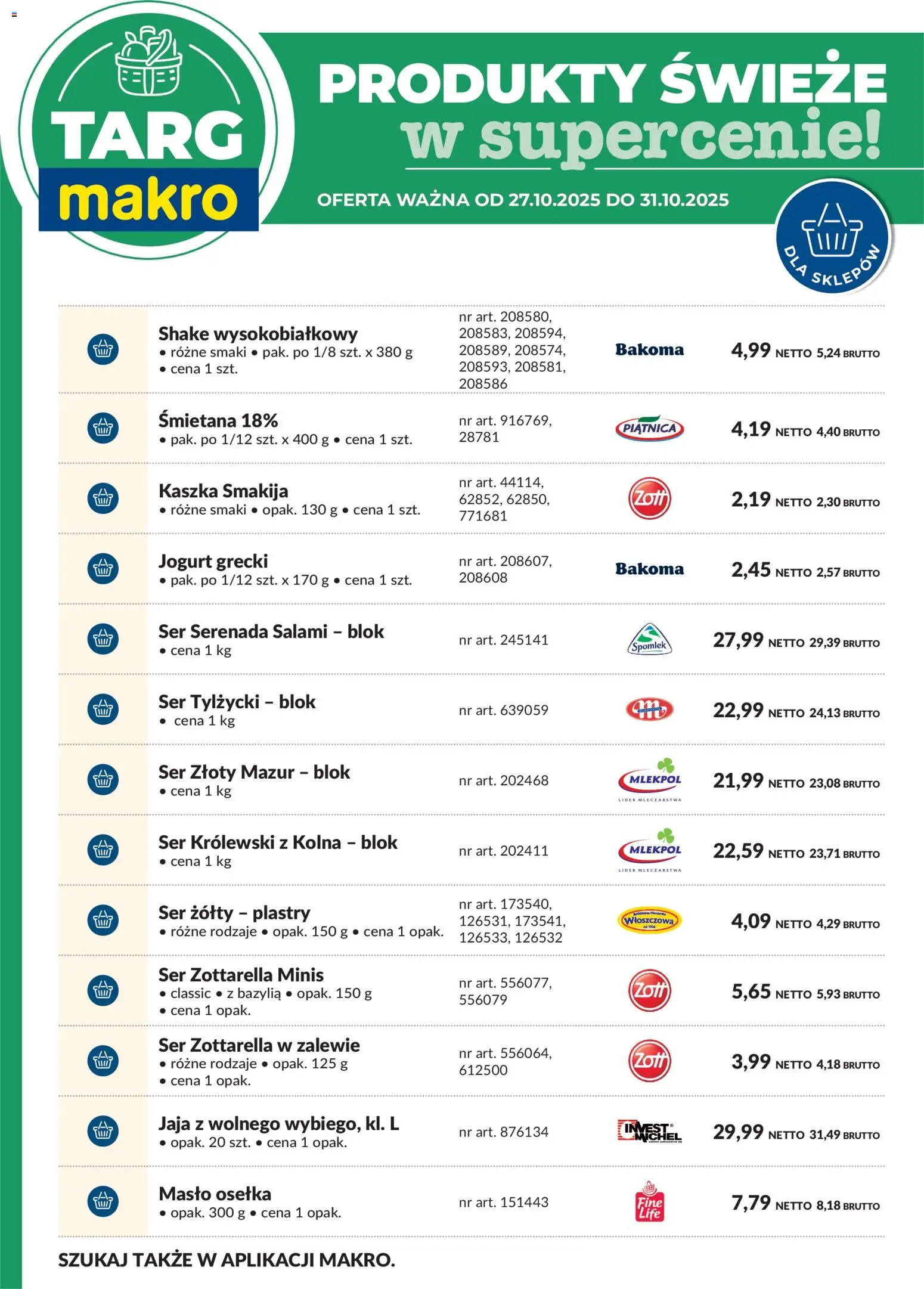 Makro Gazetka - Oferta świeża w super cenach od 27.10.2025 | Strona: 7 | Produkty: Jogurt grecki, Bazylia, Jogurt, Jaja