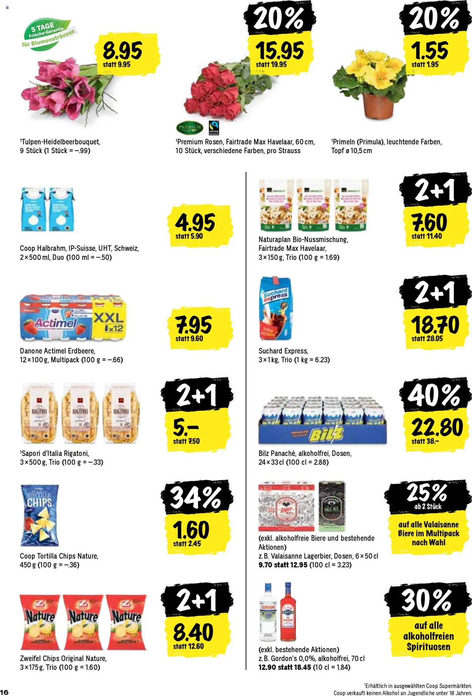 Coop Aktionen – gültig ab 08.01.2026 | Seite: 16 | Produkte: Actimel, Gin, Pasta, Chips