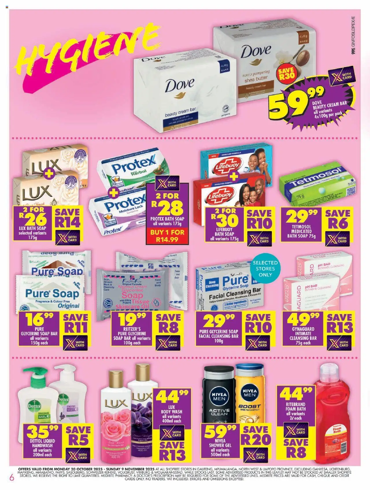 New Shoprite catalogue – valid from 20.10.2025 | Page: 6 | Products: Handwash, Oil, Soap, Body wash