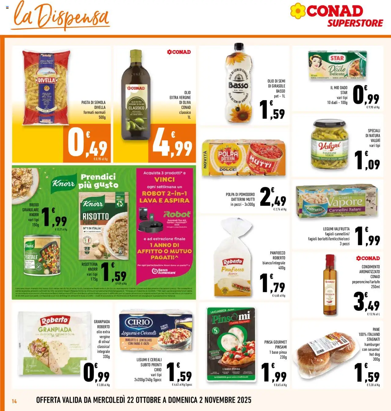 Volantino Conad del 22.10.2025 | Pagina: 14 | Prodotti: Pane, Olive, Mutti, Hamburger