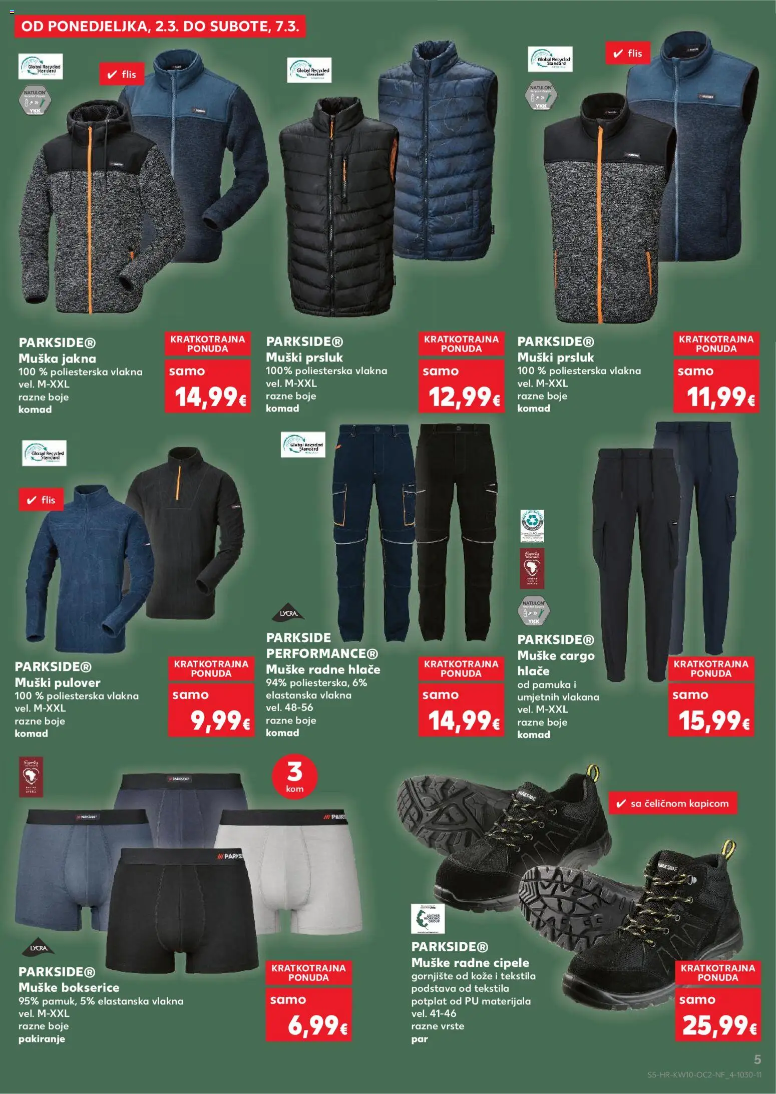 Kaufland katalog | vrijedi od 04.03.2026 | Stranica: 5 | Proizvodi: Prsluk, Hlače, Bokserice, Parkside