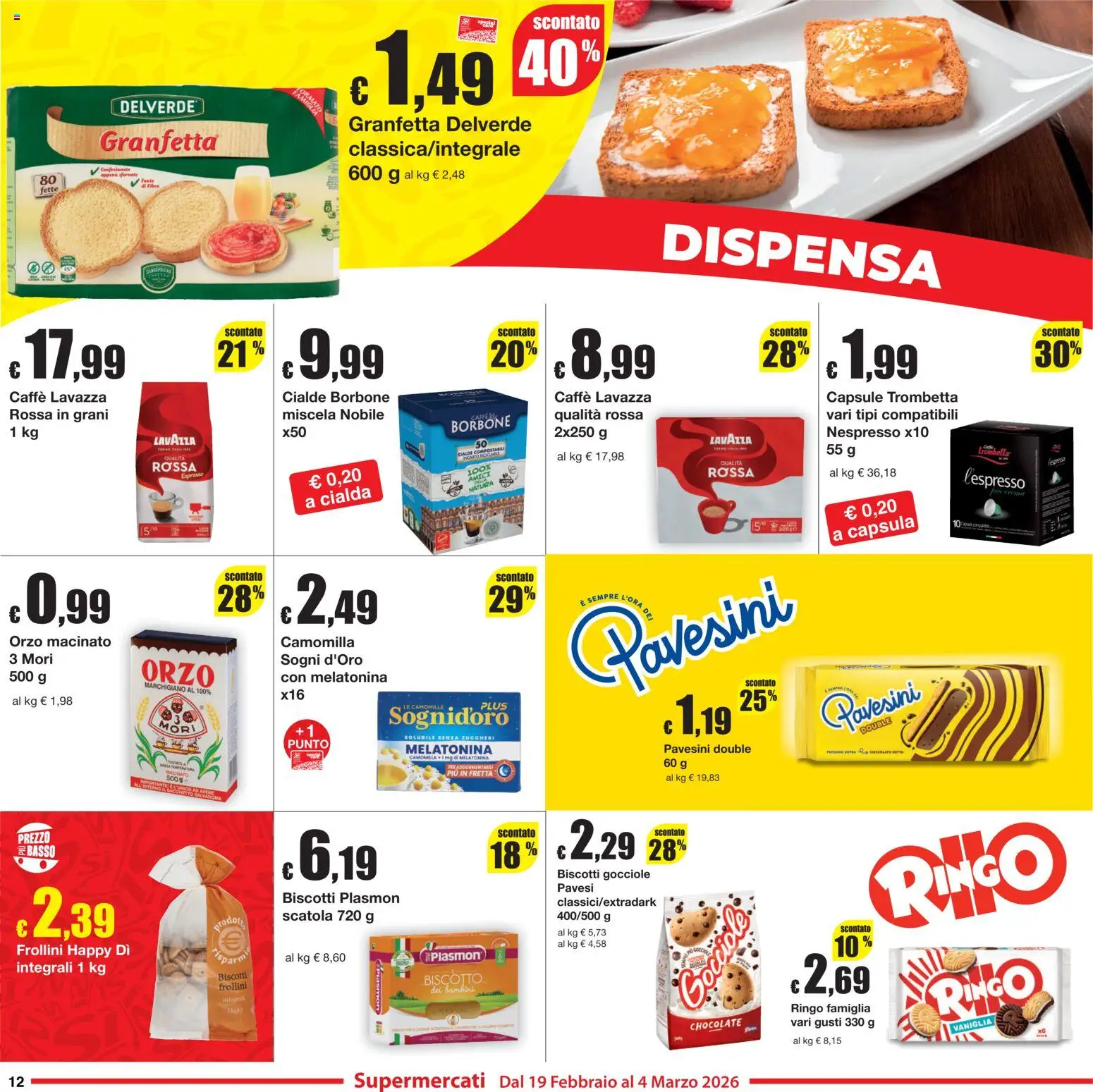 Volantino Sì con Te del 19.02.2026 | Pagina: 12 | Prodotti: Lavazza, Frollini, Scatola, Macinato