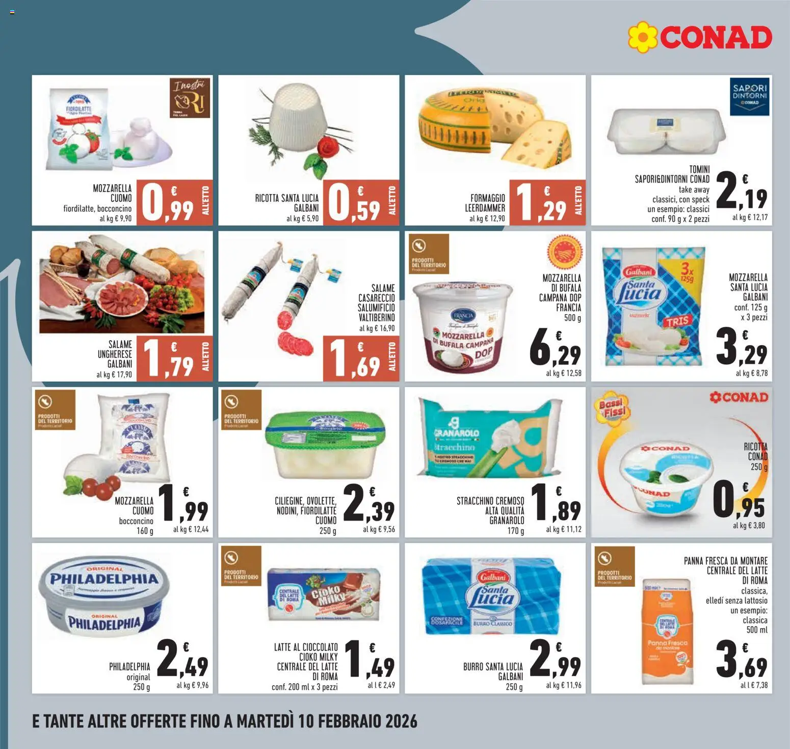 Volantino Conad del 29.01.2026 | Pagina: 14 | Prodotti: Mozzarella, Formaggio, Burro, Stracchino