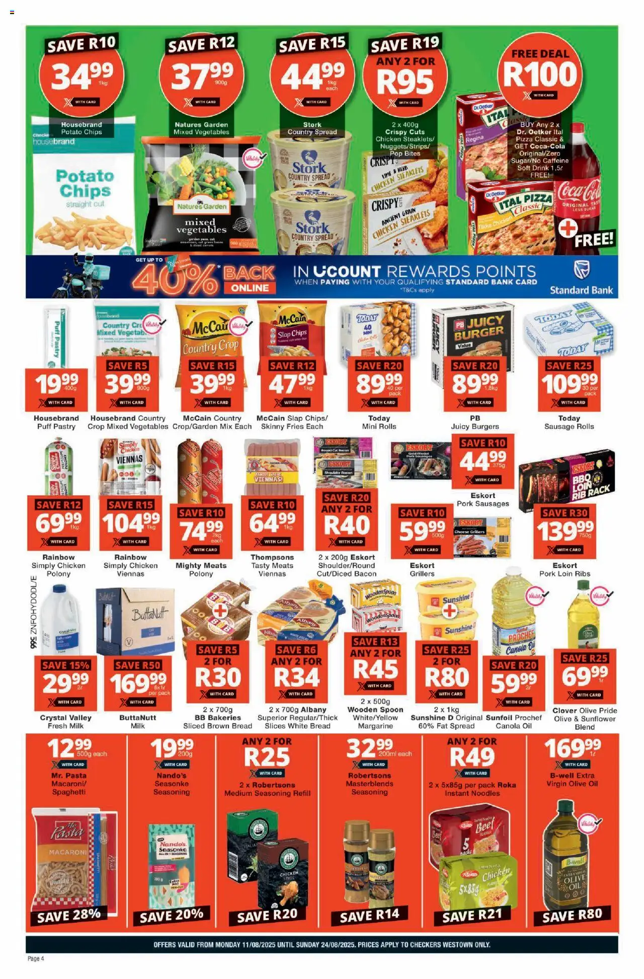 Checkers KwaZulu-Natal - Hyper Westown August Mid-Month Promotion │ valid from 11.08.2025 | Page: 4 | Products: Cheese, Pizza, Seasoning, Sugar