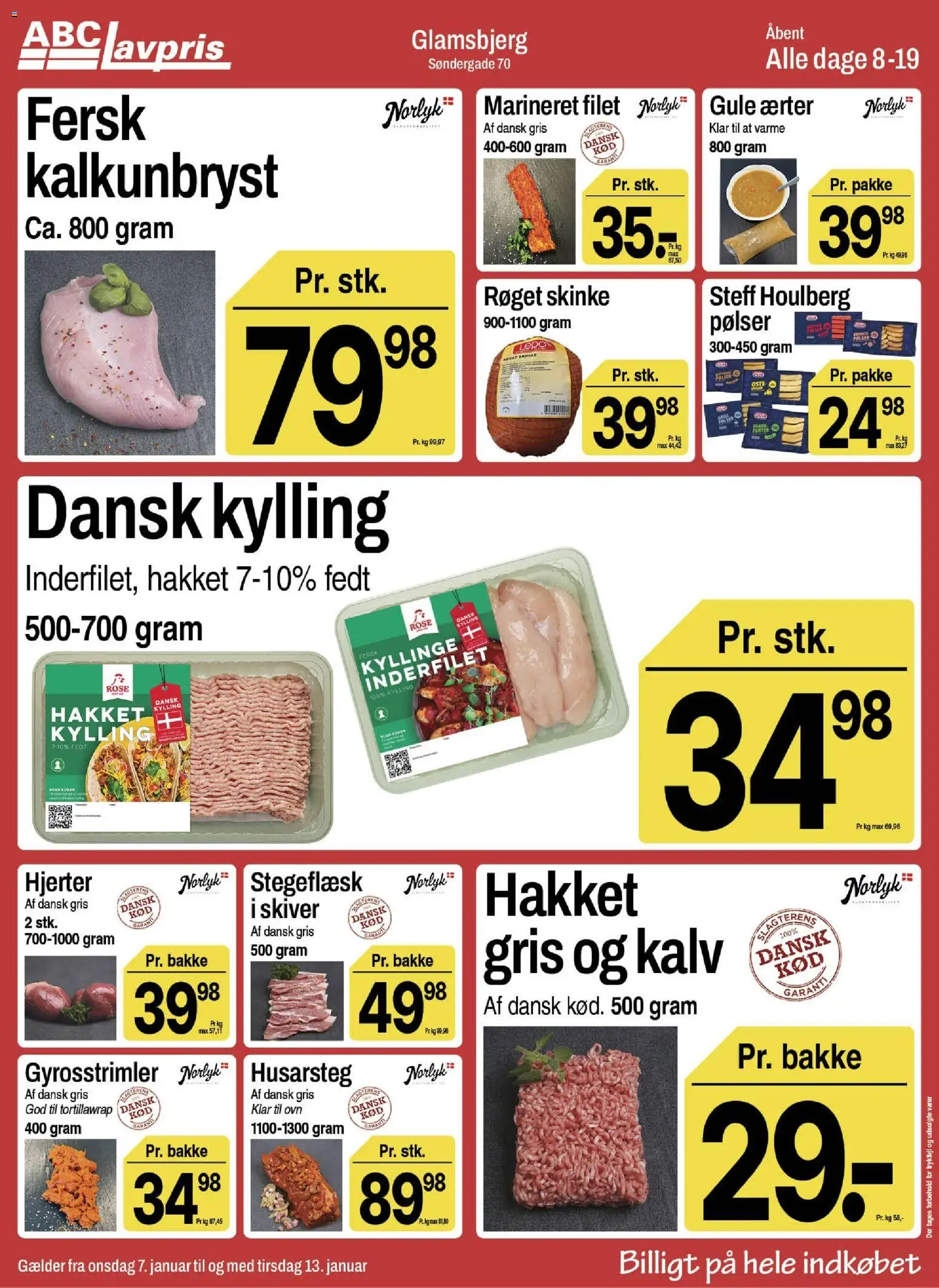 Abc Lavpris tilbudsavis – gyldig fra 07.01.2026 | Side: 5 | Produkter: Pølser, Skinke, Ærter, Ovn