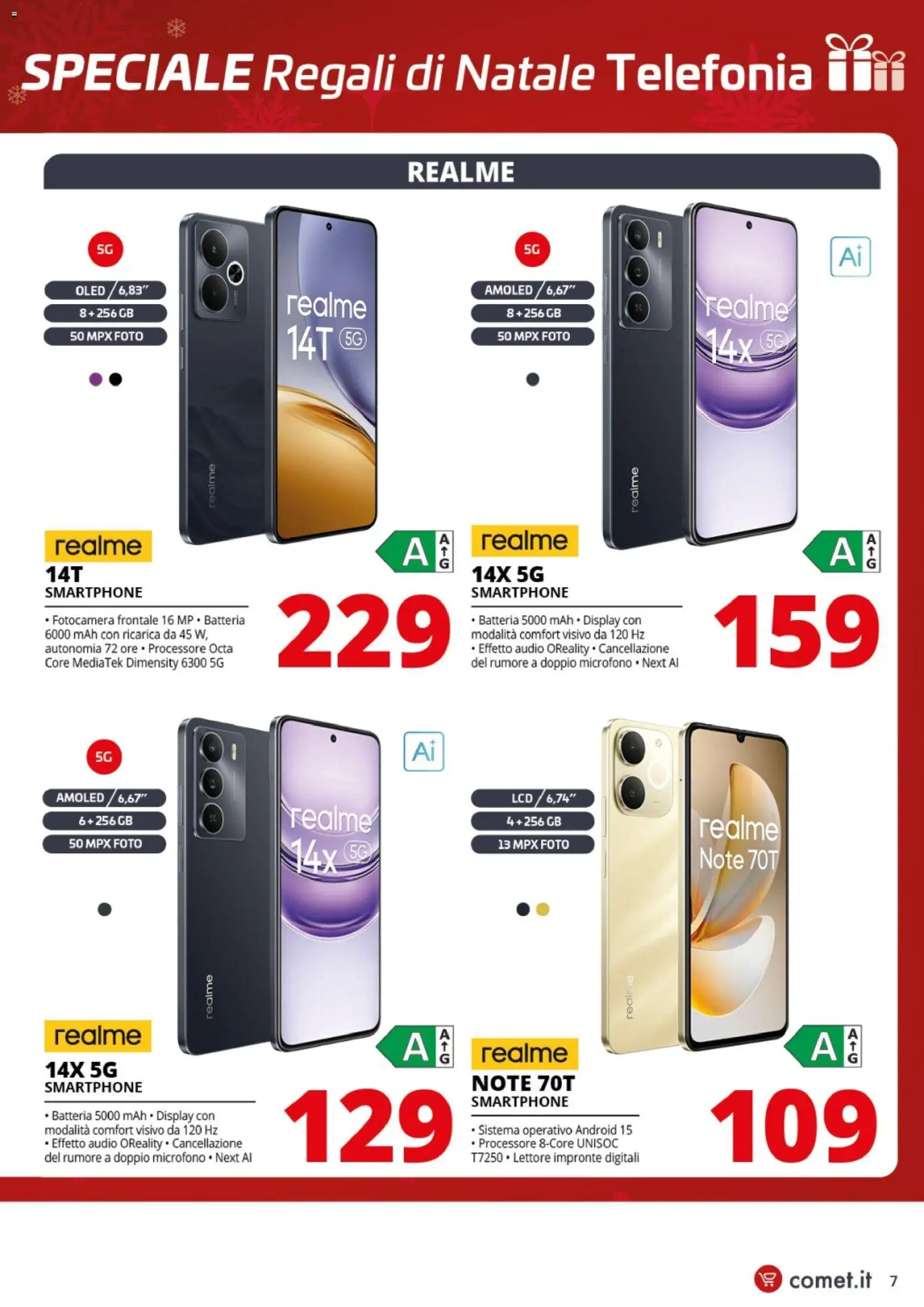 Volantino Comet del 12.12.2025 | Pagina: 7 | Prodotti: Smartphone, Fotocamera, Microfono, Batteria