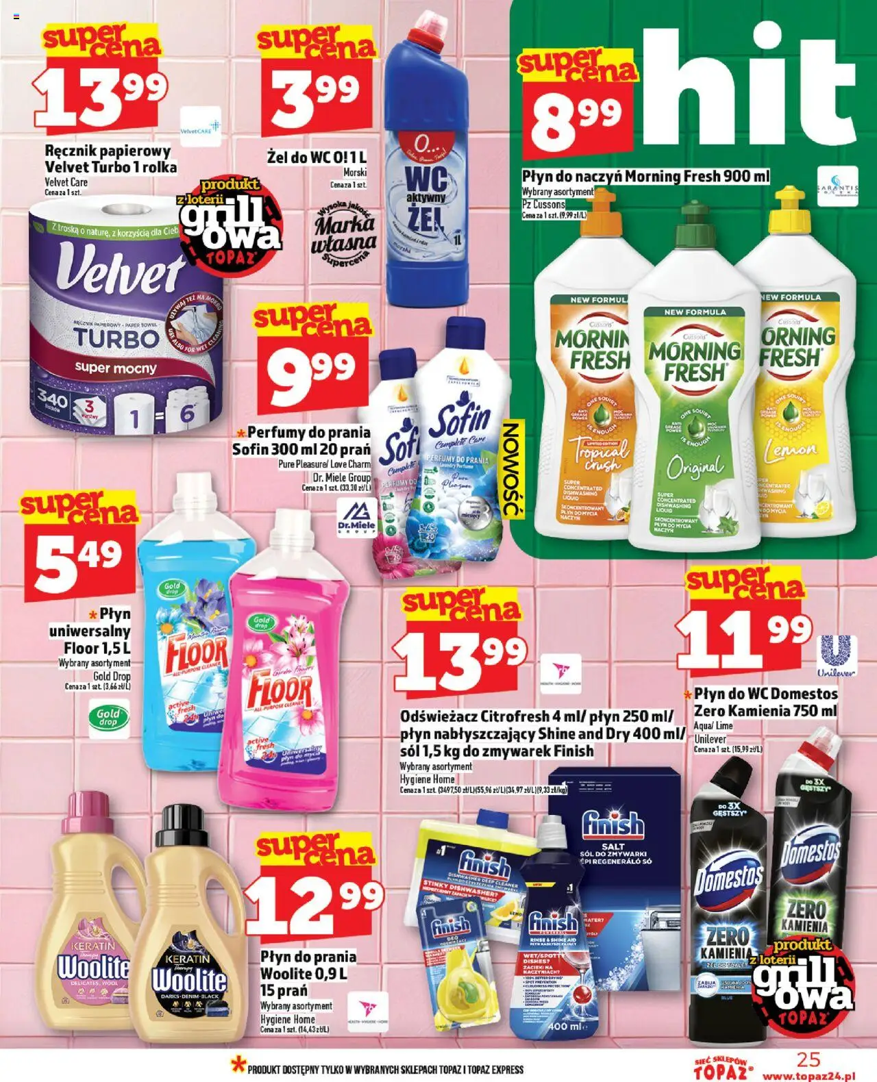 Topaz Gazetka od 12.06.2025 | Strona: 25 | Produkty: Cleaner, Płyn do WC Domestos, Ręcznik papierowy, Sól