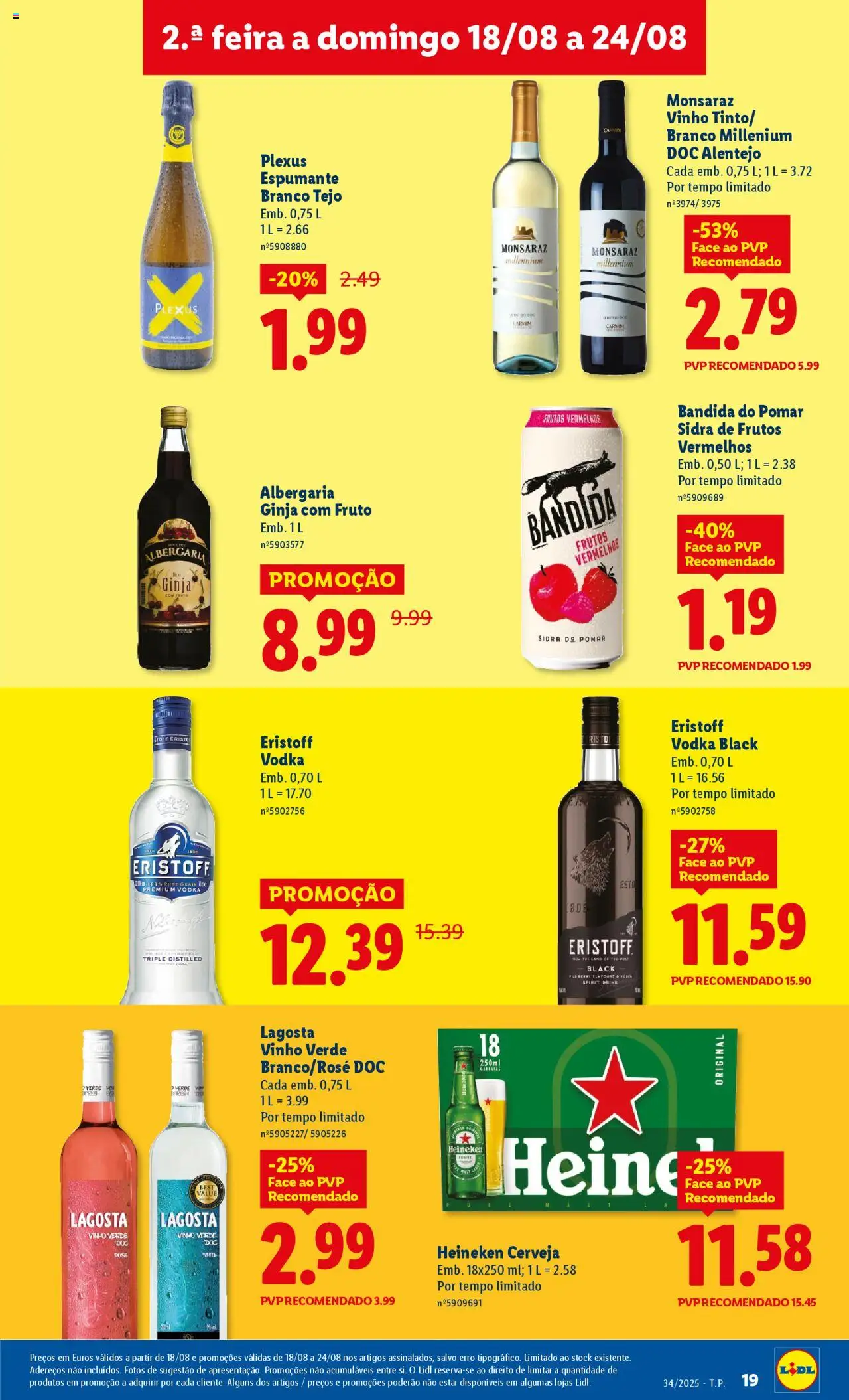 Lidl folheto │ válido de 18.08.2025 | Página: 19 | Produtos: Espumante, Vinho, Cerveja, Vodka