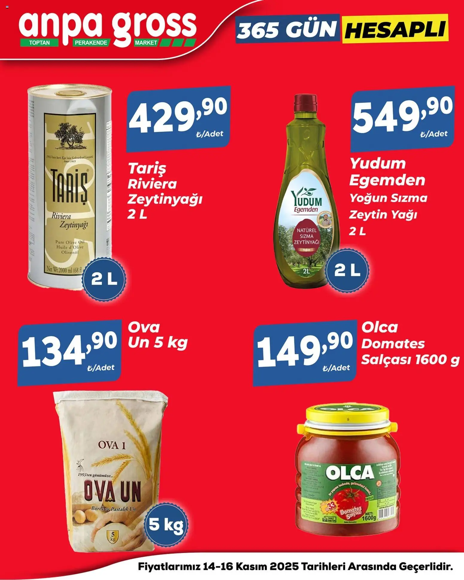 Anpa Gross Hafta Sonu Fırsatları - 14.11.2025 tarihinden itibaren geçerlidir | Sayfa: 1 | Ürünler: Domates, Zeytin