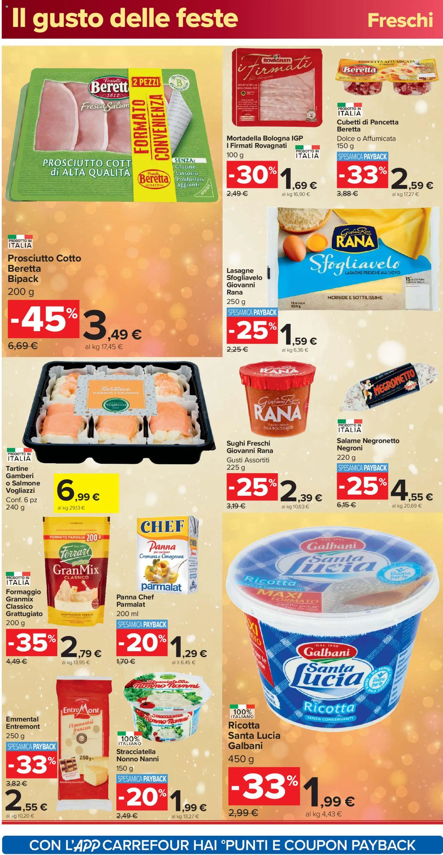 Volantino Carrefour del 16.12.2025 | Pagina: 20 | Prodotti: Prosciutto Cotto, Teglia, Gamberi, Ricotta