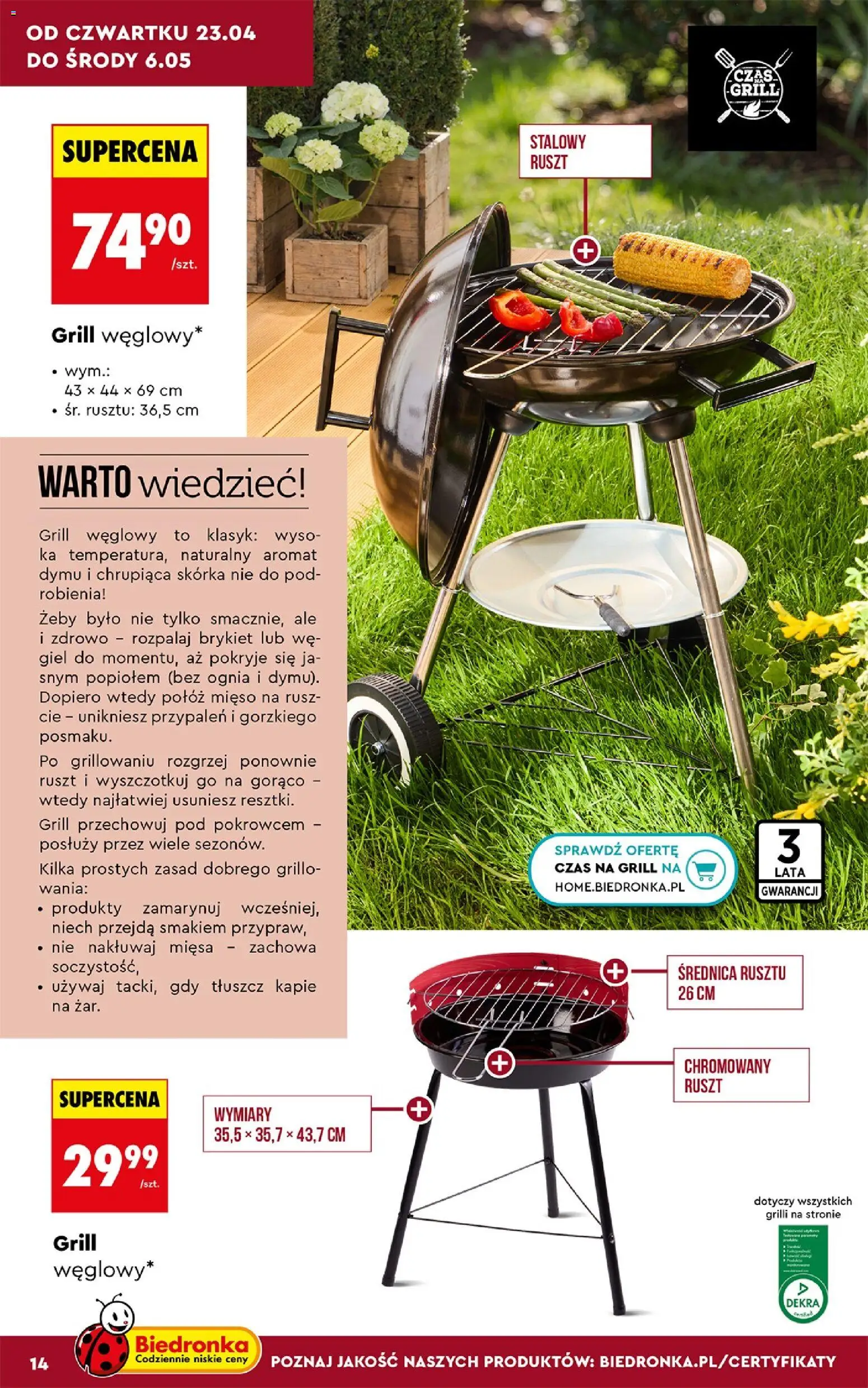 Biedronka gazetka - Ogród od 20.04.2026 | Strona: 14 | Produkty: Mięso, Grill, Ruszt