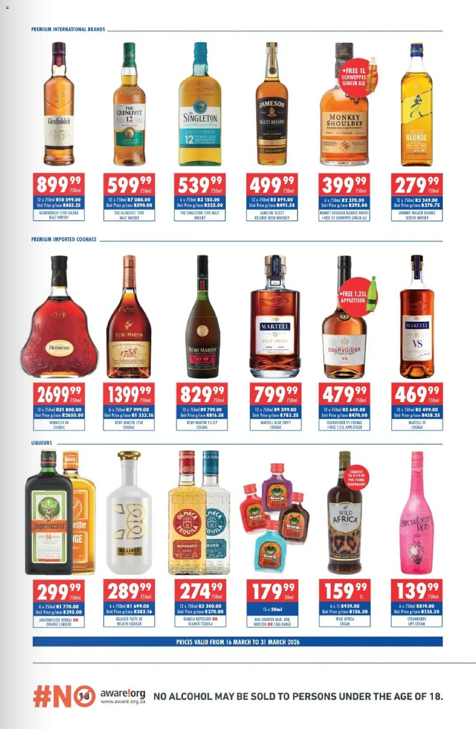 New Ultra Liquors catalogue – valid from 16.03.2026 | Page: 2 | Products: Whiskey, Ensalada de quino