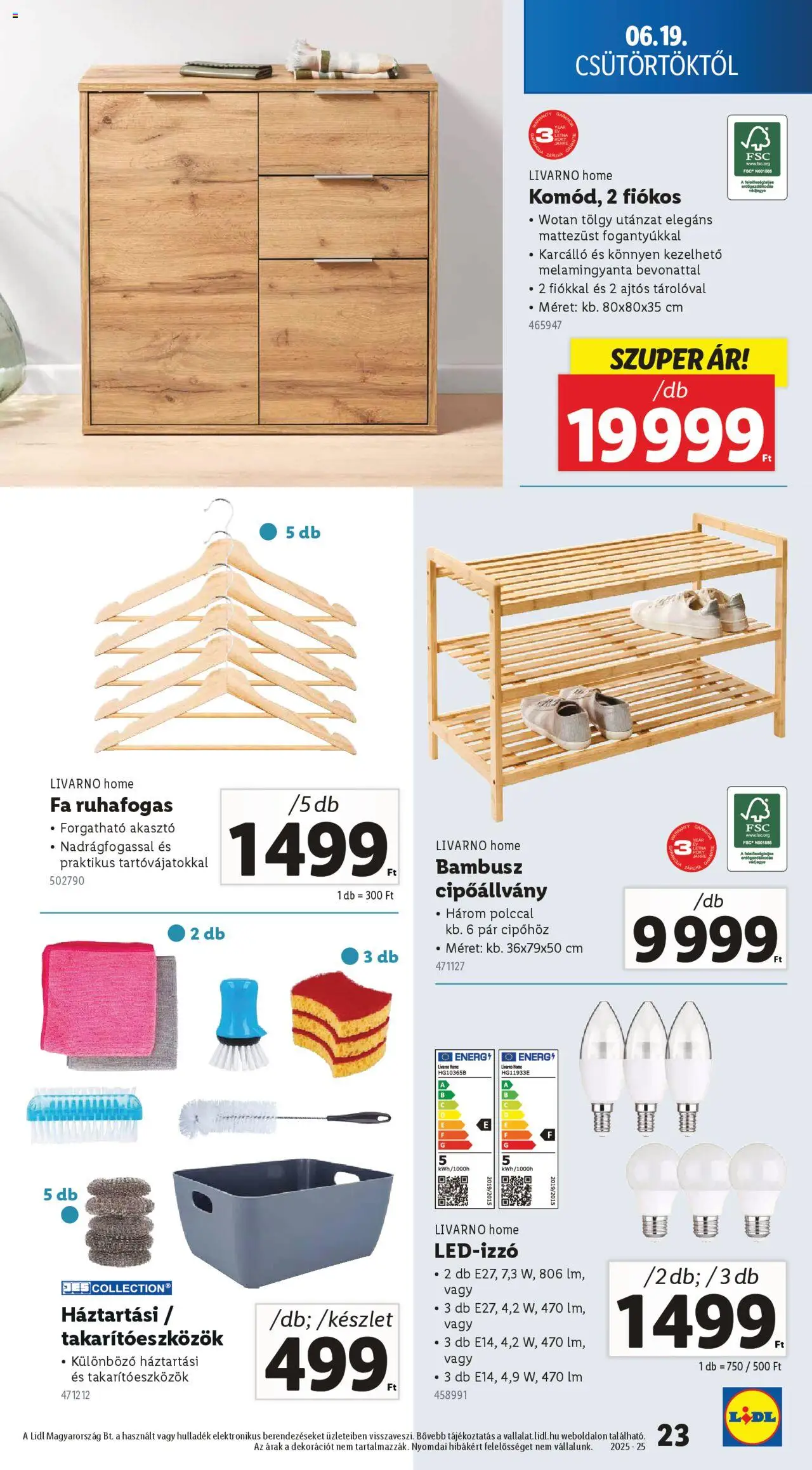 Lidl akciós ujság - amely érvényes a következő dátumtól: 19.06.2025 | Oldal: 23 | Termékek: Led-izzó