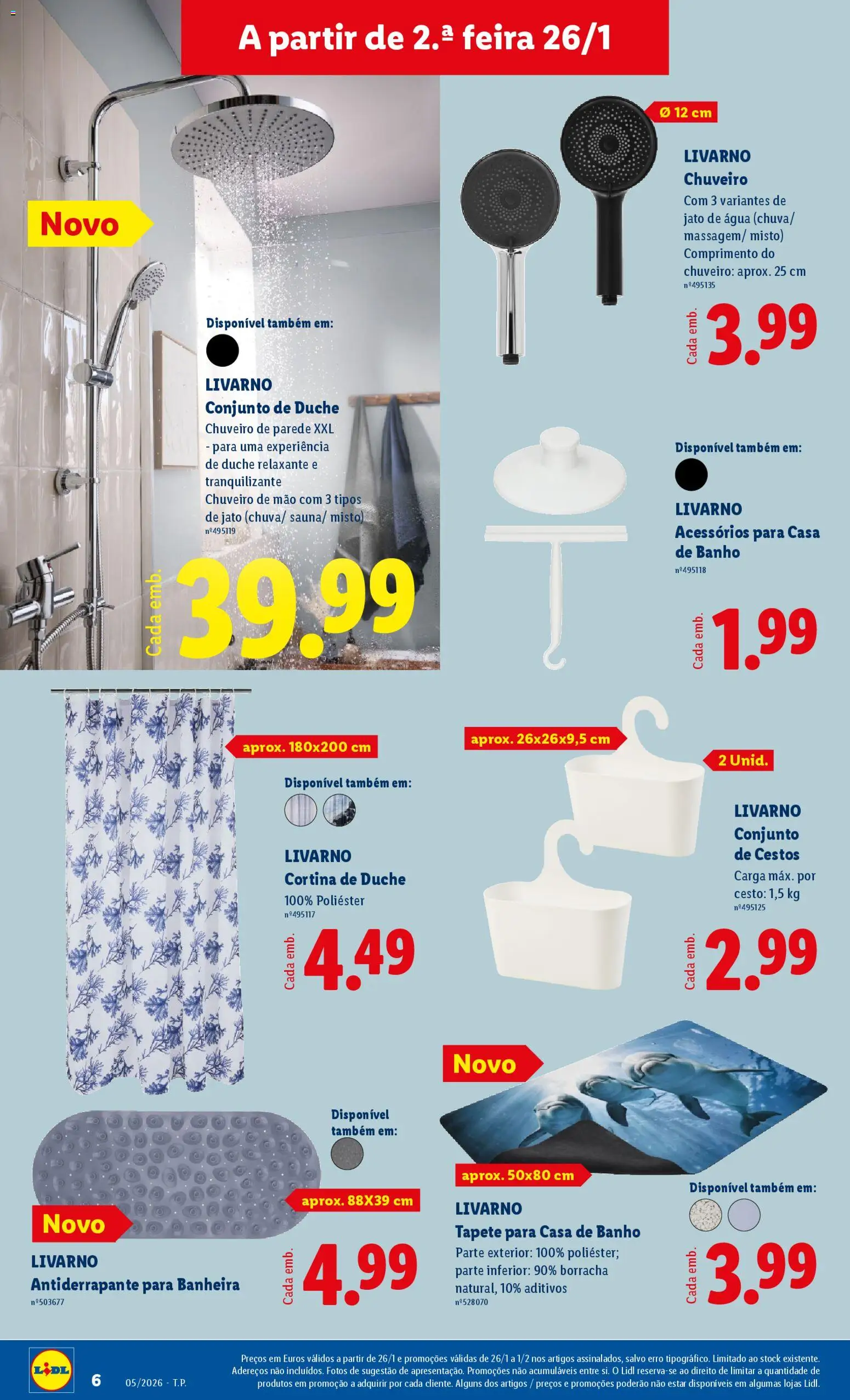 Lidl Novidades │ válido de 26.01.2026 | Página: 6 | Produtos: Agua, Chuveiro, Casa de banho, Cortina